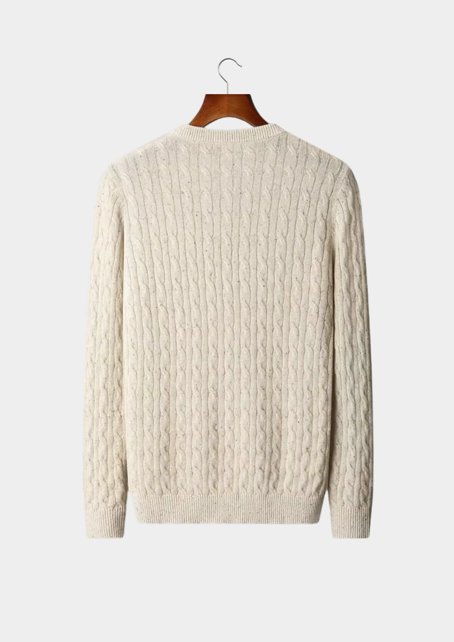 Pure Merino Wool Nepped Cable Crewneck