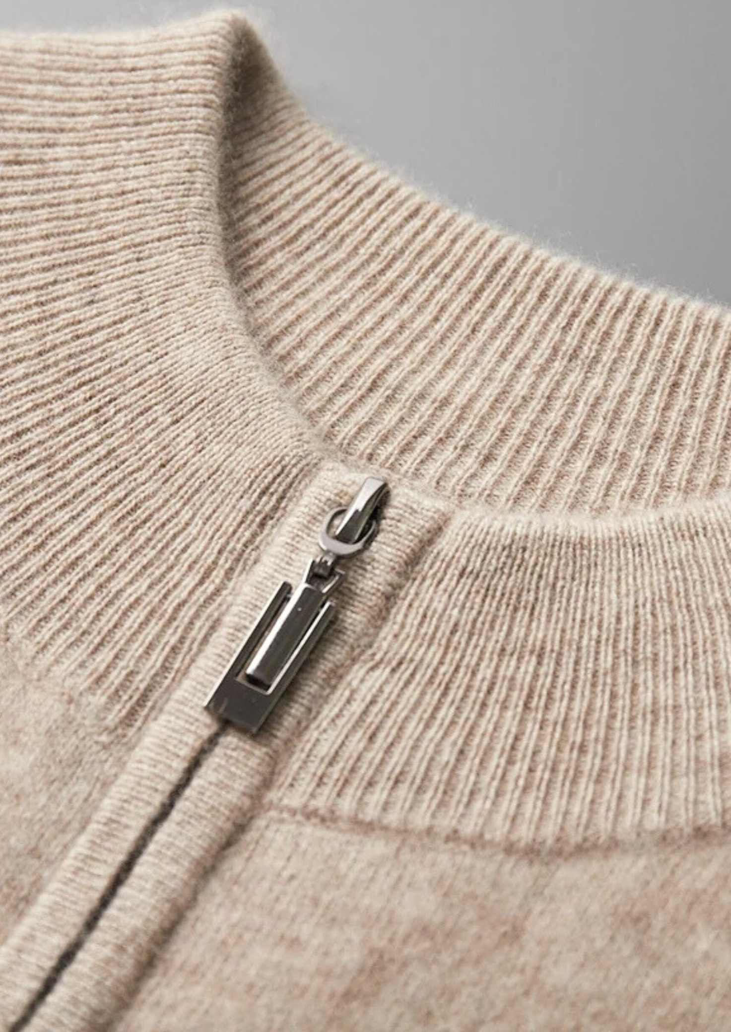 Cashmere Two Tone Zip Cardigan
