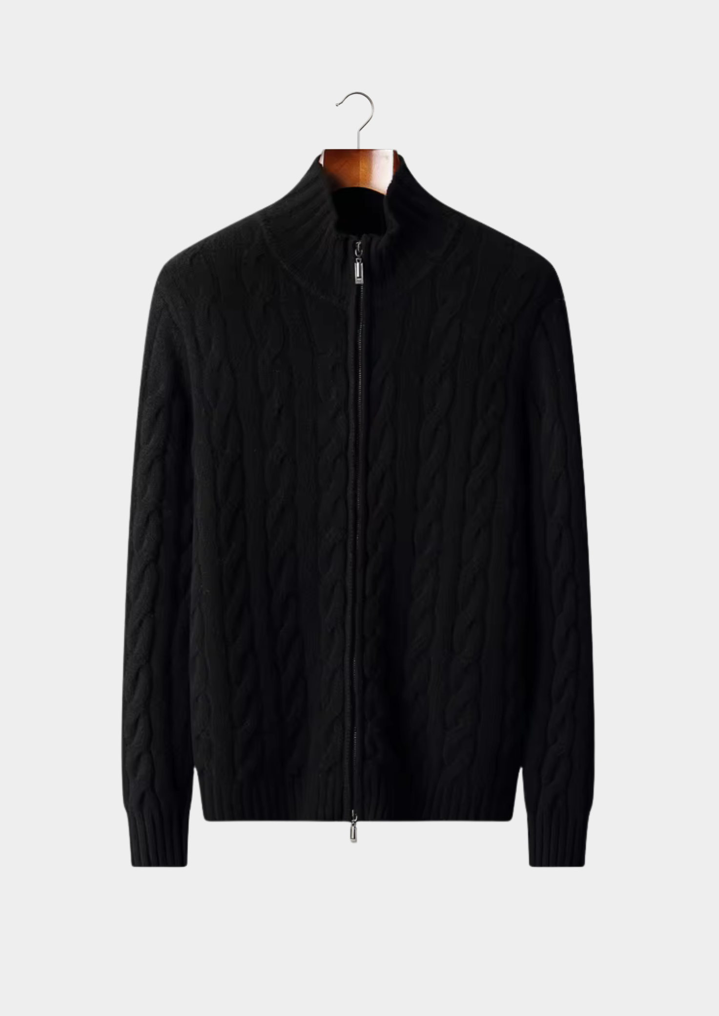 Pure Merino Wool Dual-Zip Cable Cardigan