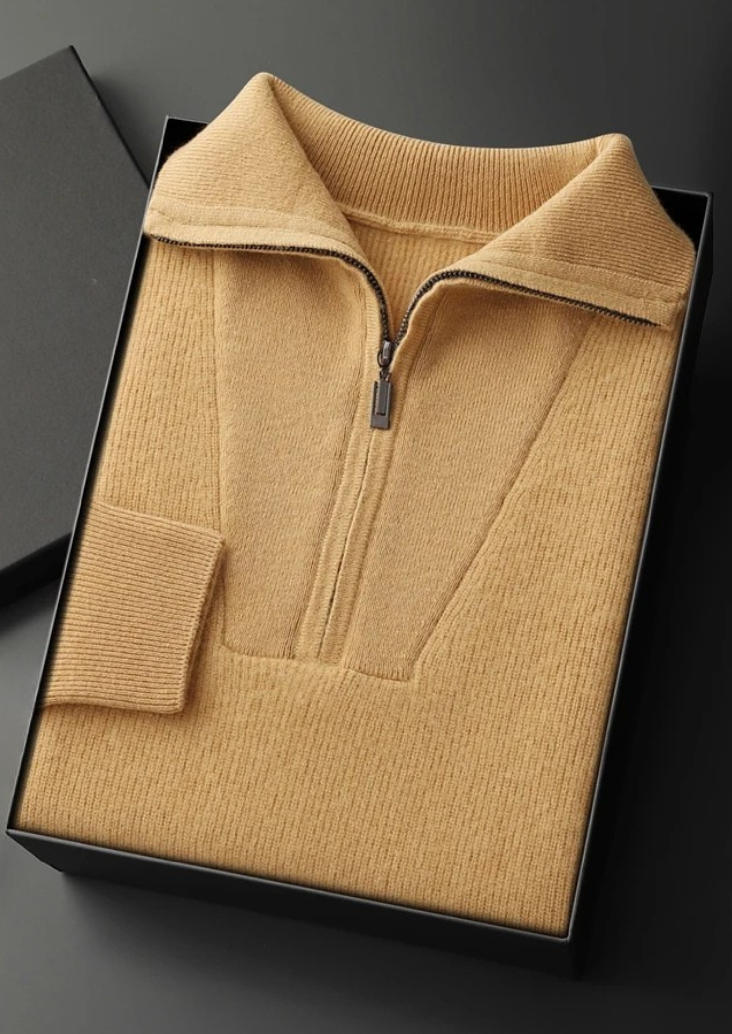 Cashmere Ribbed Half-Zip Sweater