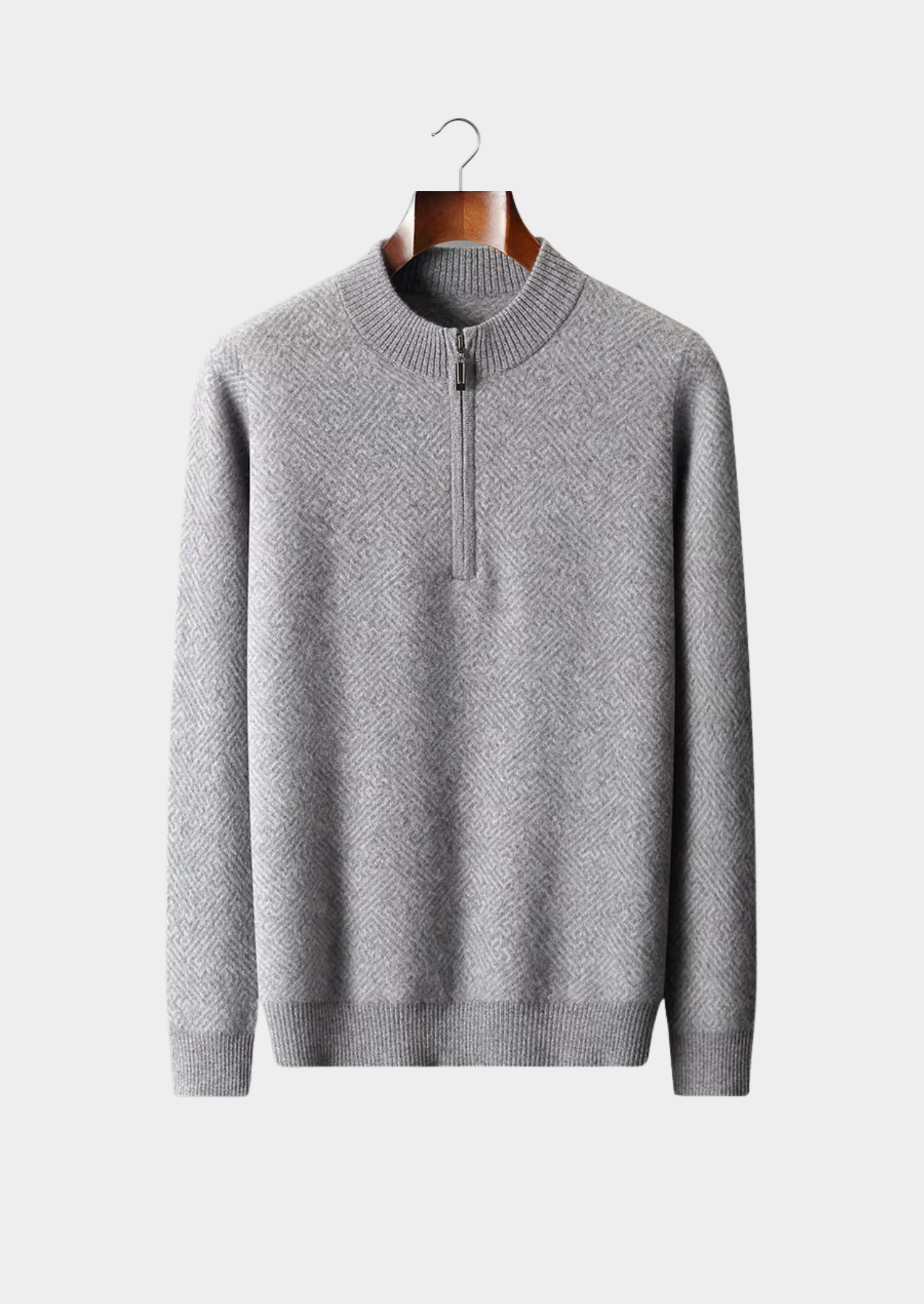 Cashmere Patterned Half-Zip Sweater