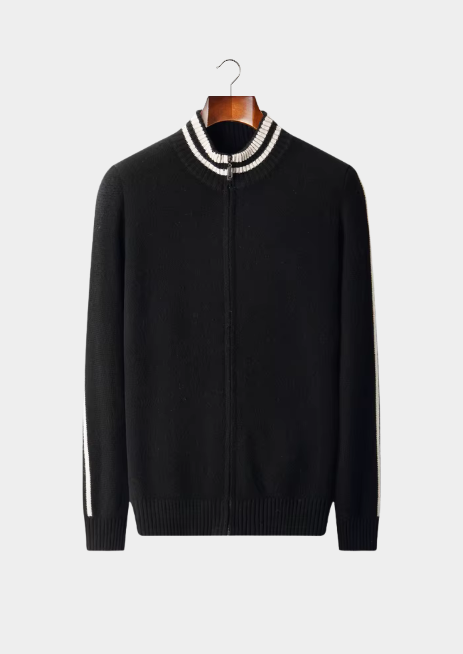 Pure Merino Wool Two Tone Zip Cardigan