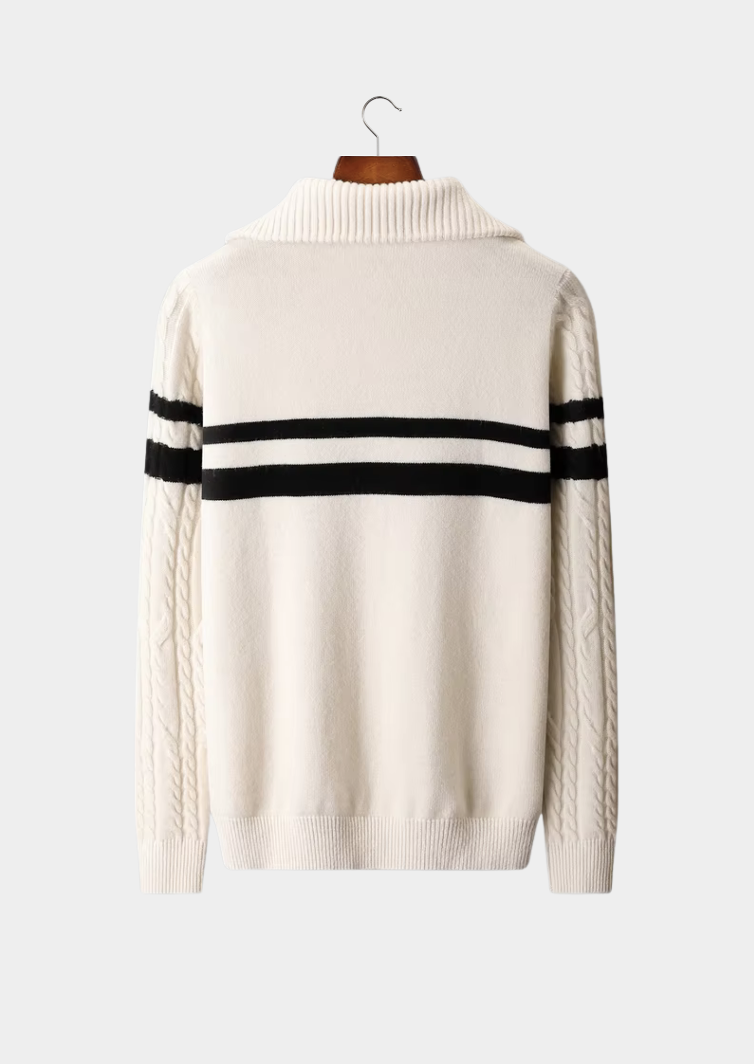 Pure Merino Wool Striped Half-Zip Sweater