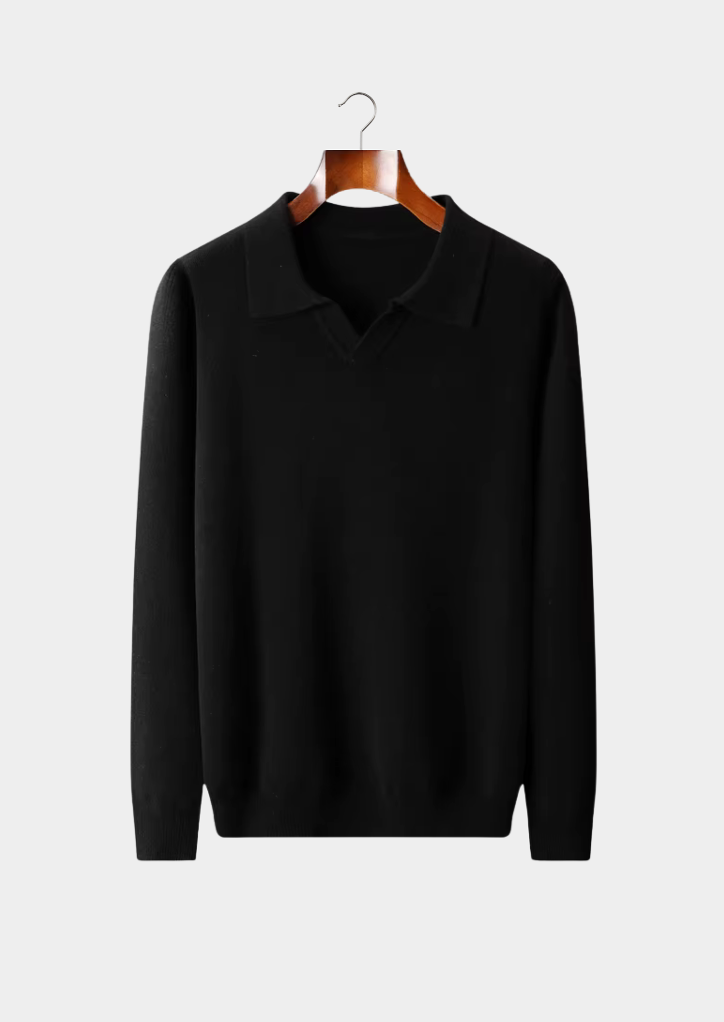 Pure Merino Wool Ribbed Buttonless Polo