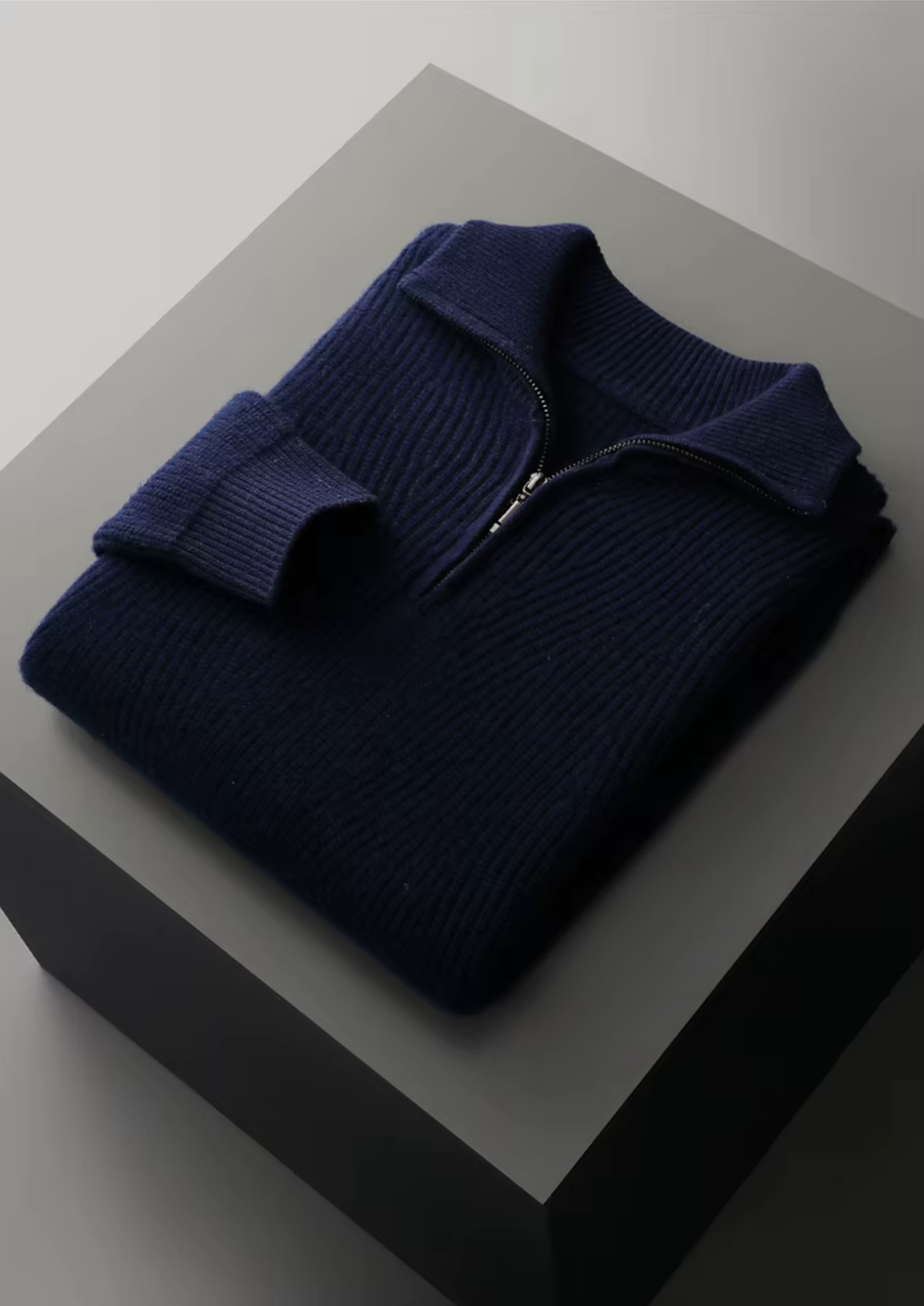 Pure Merino Wool Ribbed Half-Zip