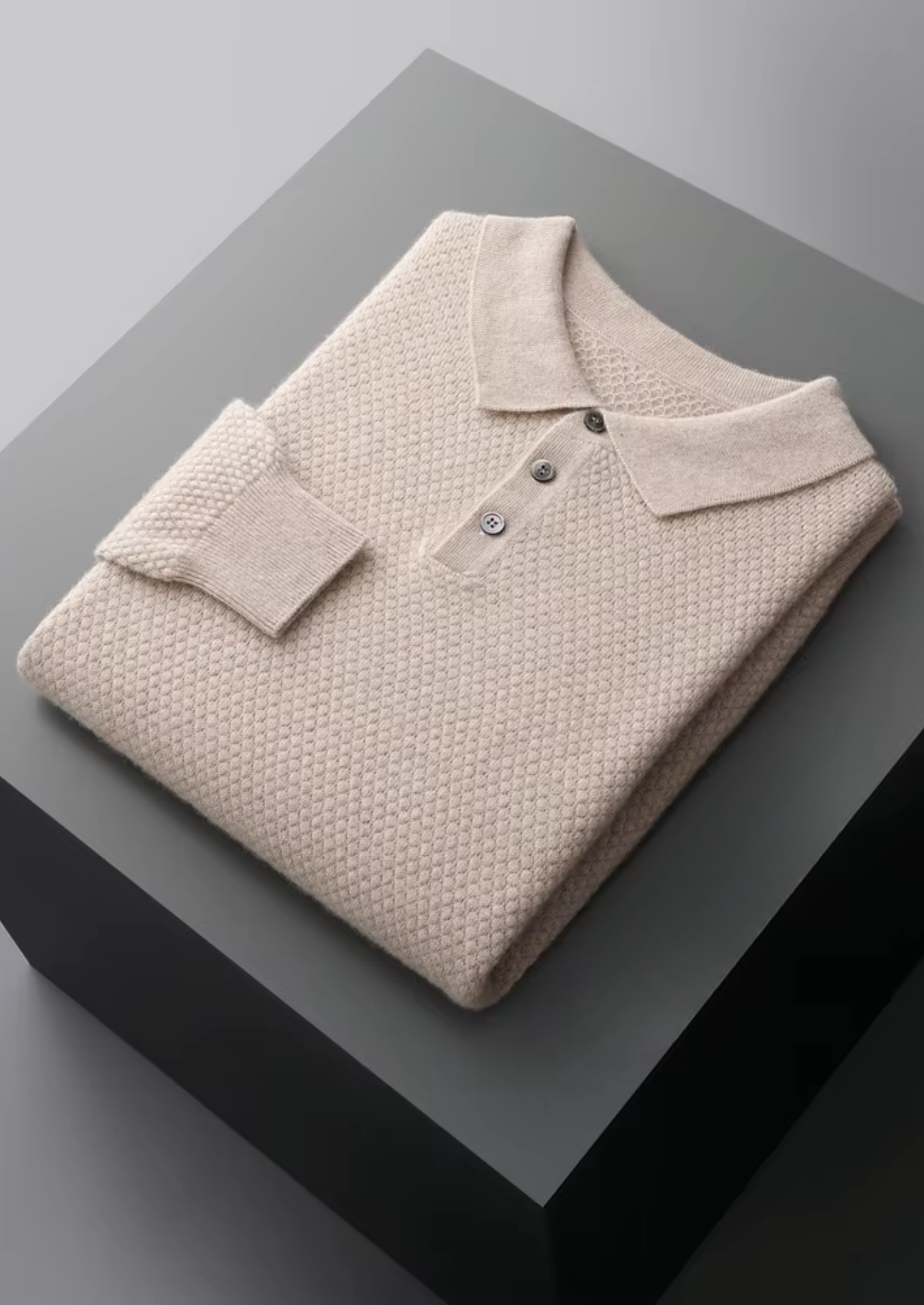 Cashmere Textured Sweater Polo