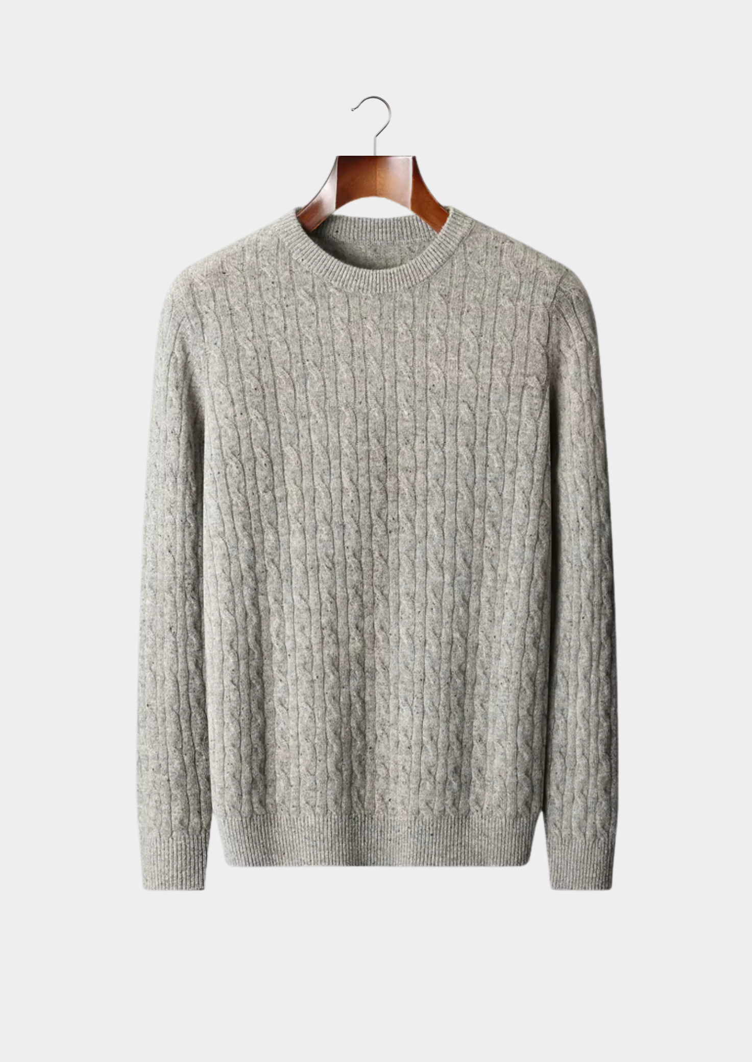 Pure Merino Wool Nepped Cable Crewneck