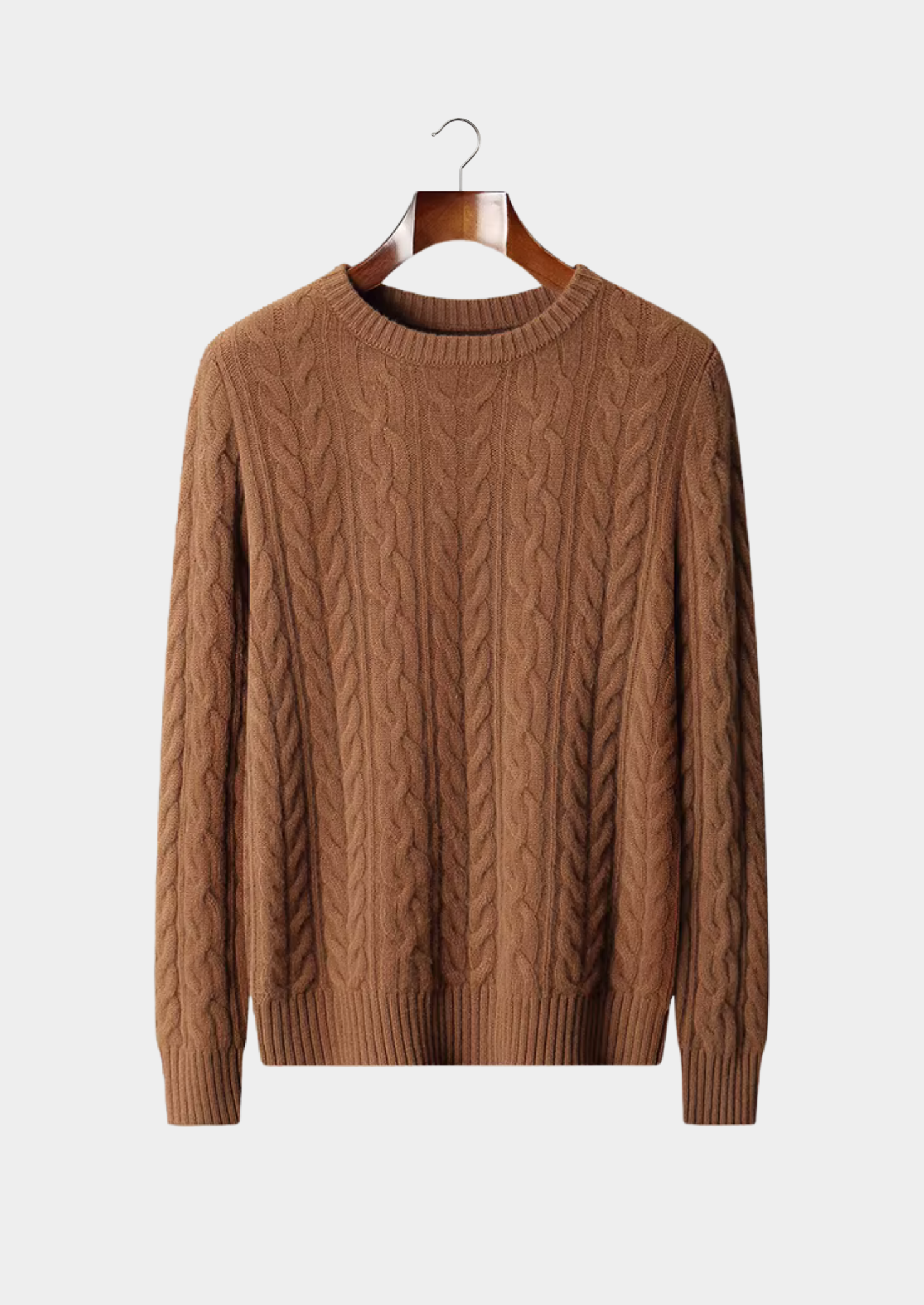 Pure Merino Wool Cable Knit Crewneck
