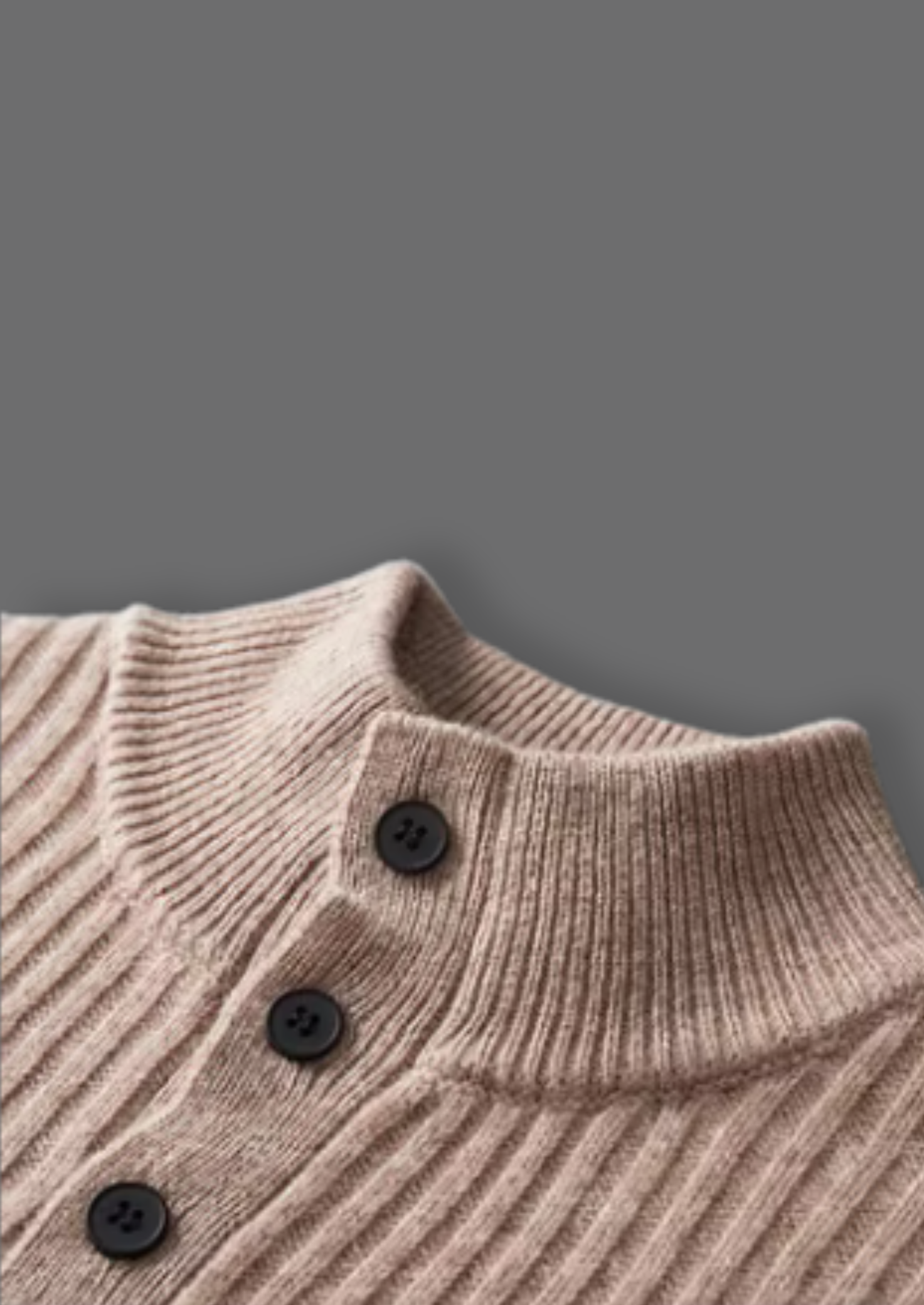 Pure Merino Wool Ribbed Henley Sweater