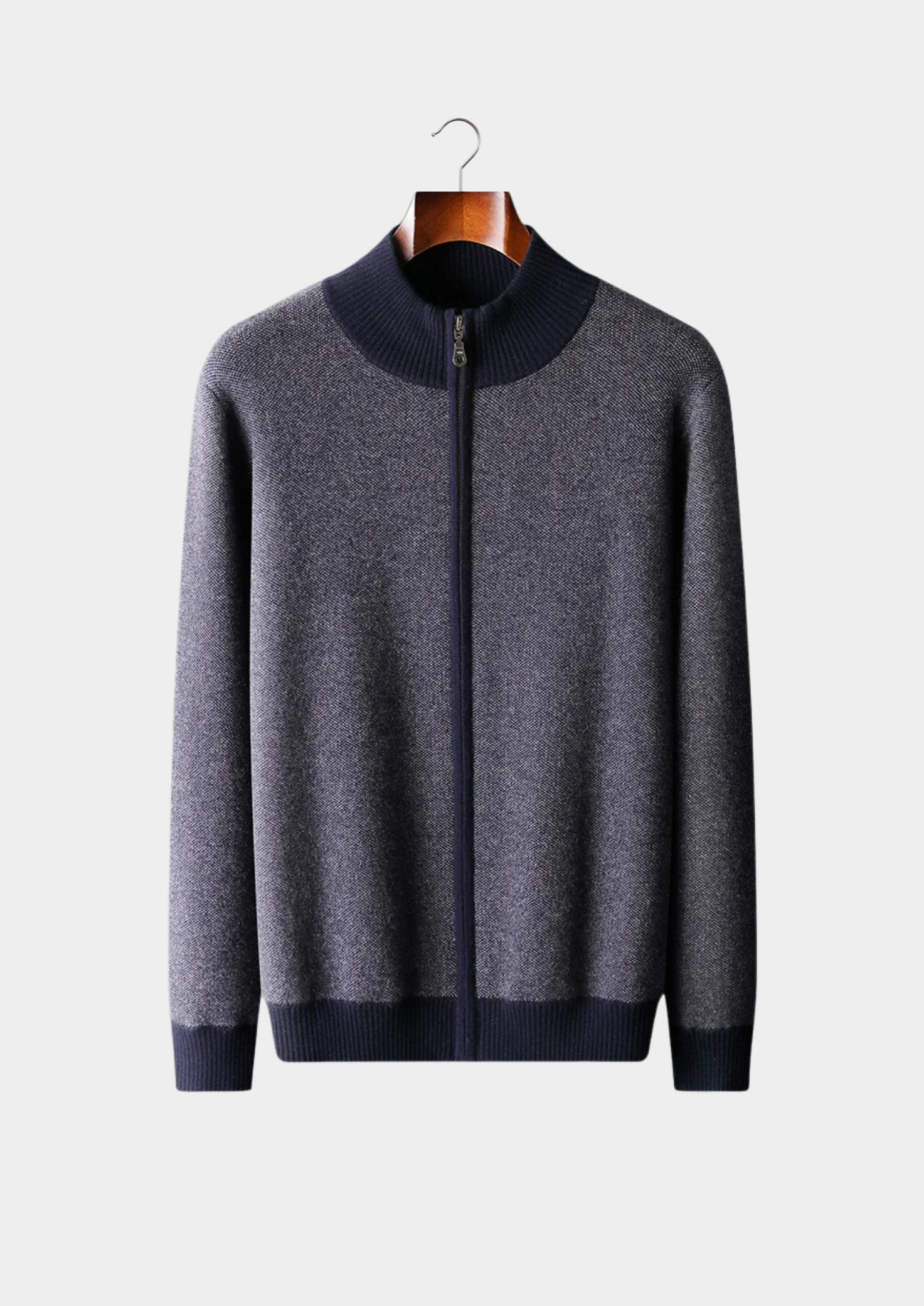Cashmere Jacquard Zip Cardigan