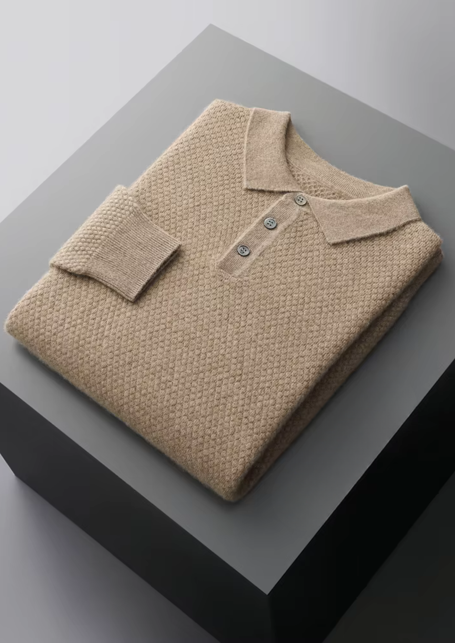 Cashmere Textured Sweater Polo