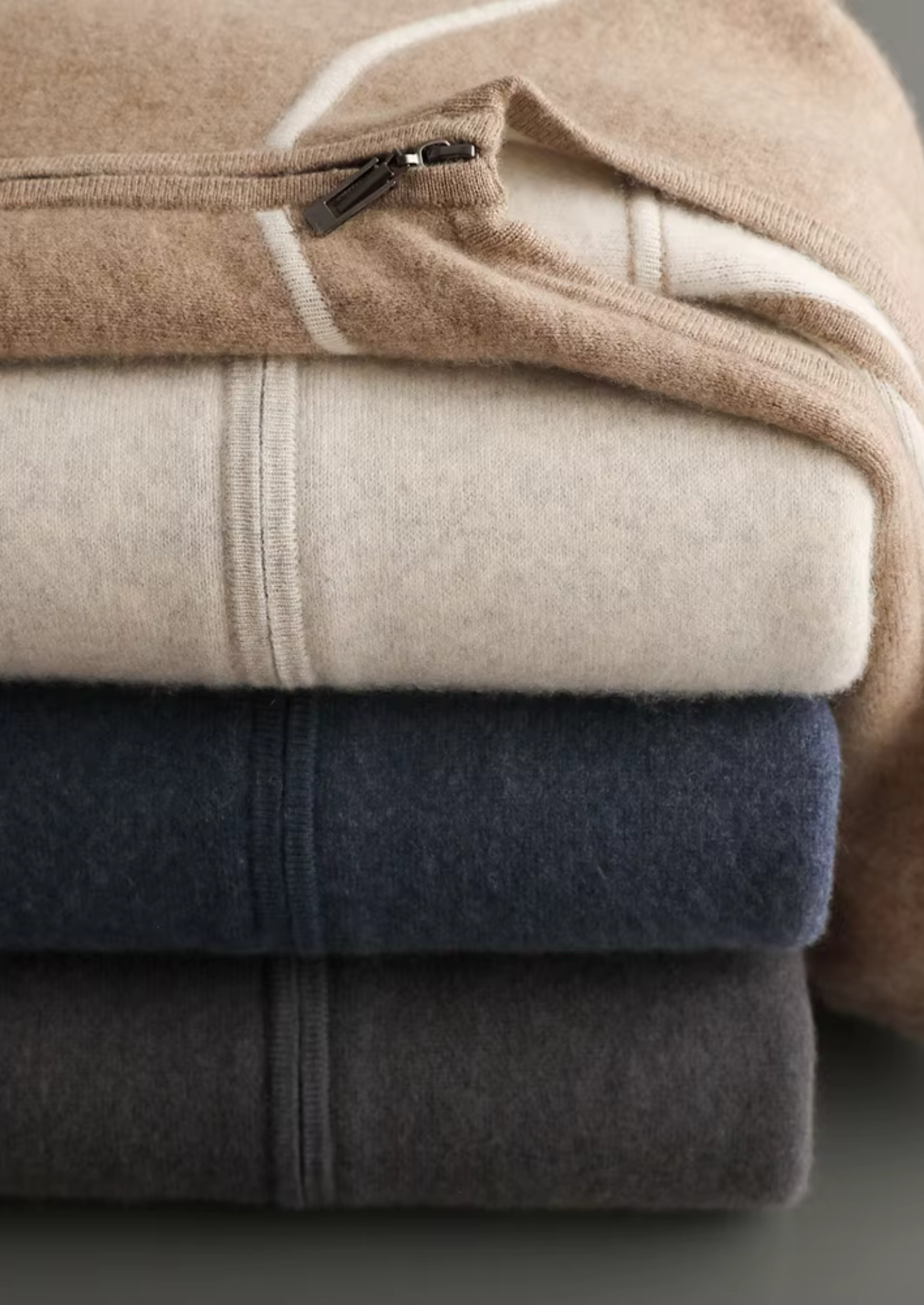 Cashmere Two Tone Zipper Hoodie