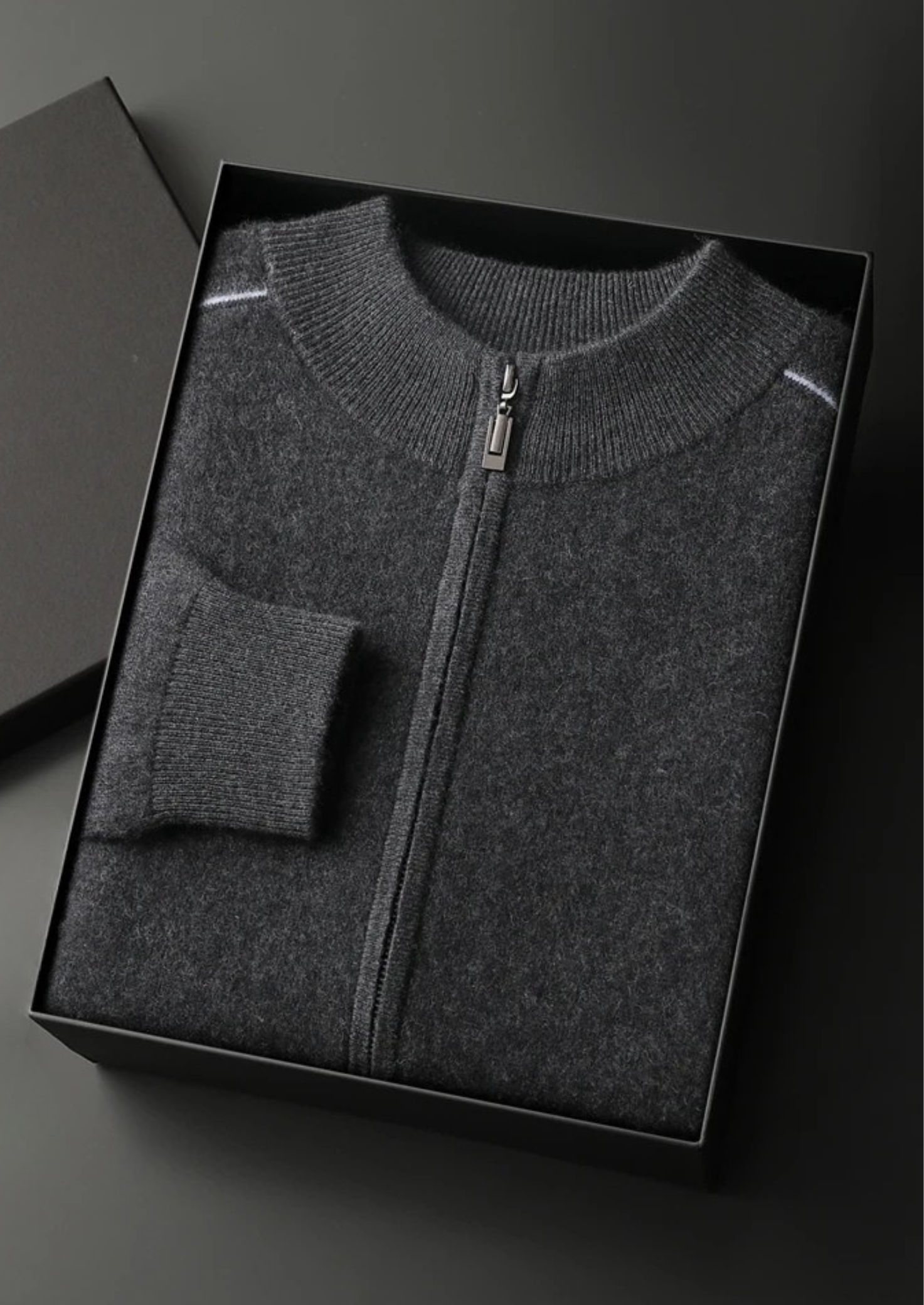 Cashmere Two Tone Zip Cardigan