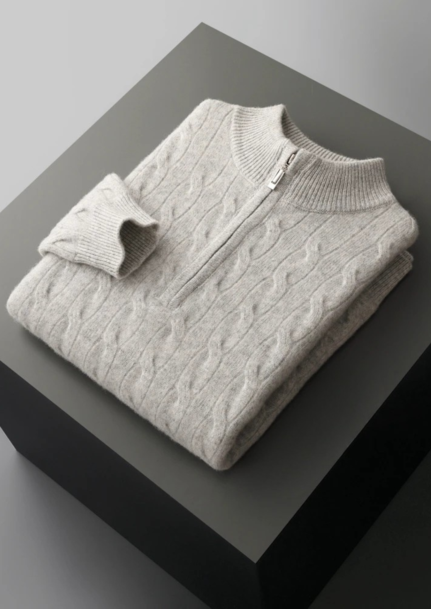 Pure Merino Wool Cable Half Zip
