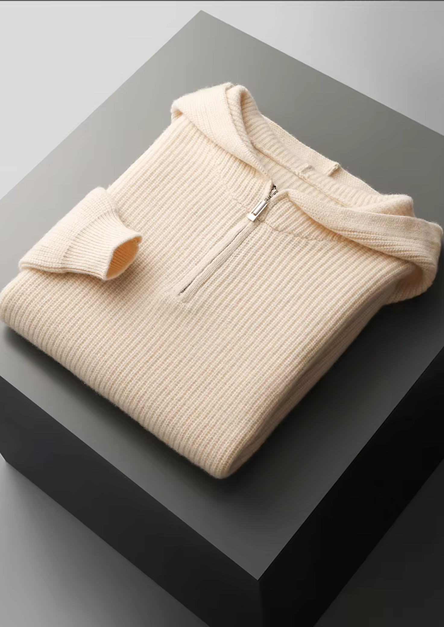 Pure Merino Wool Half Zipper Hoodie
