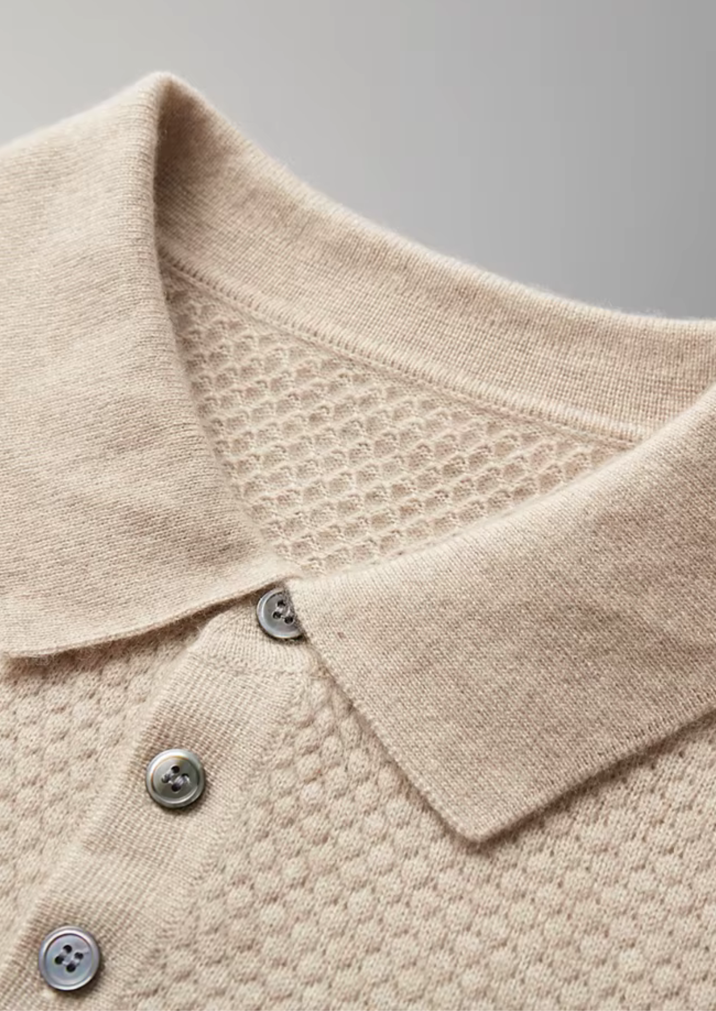 Cashmere Textured Sweater Polo
