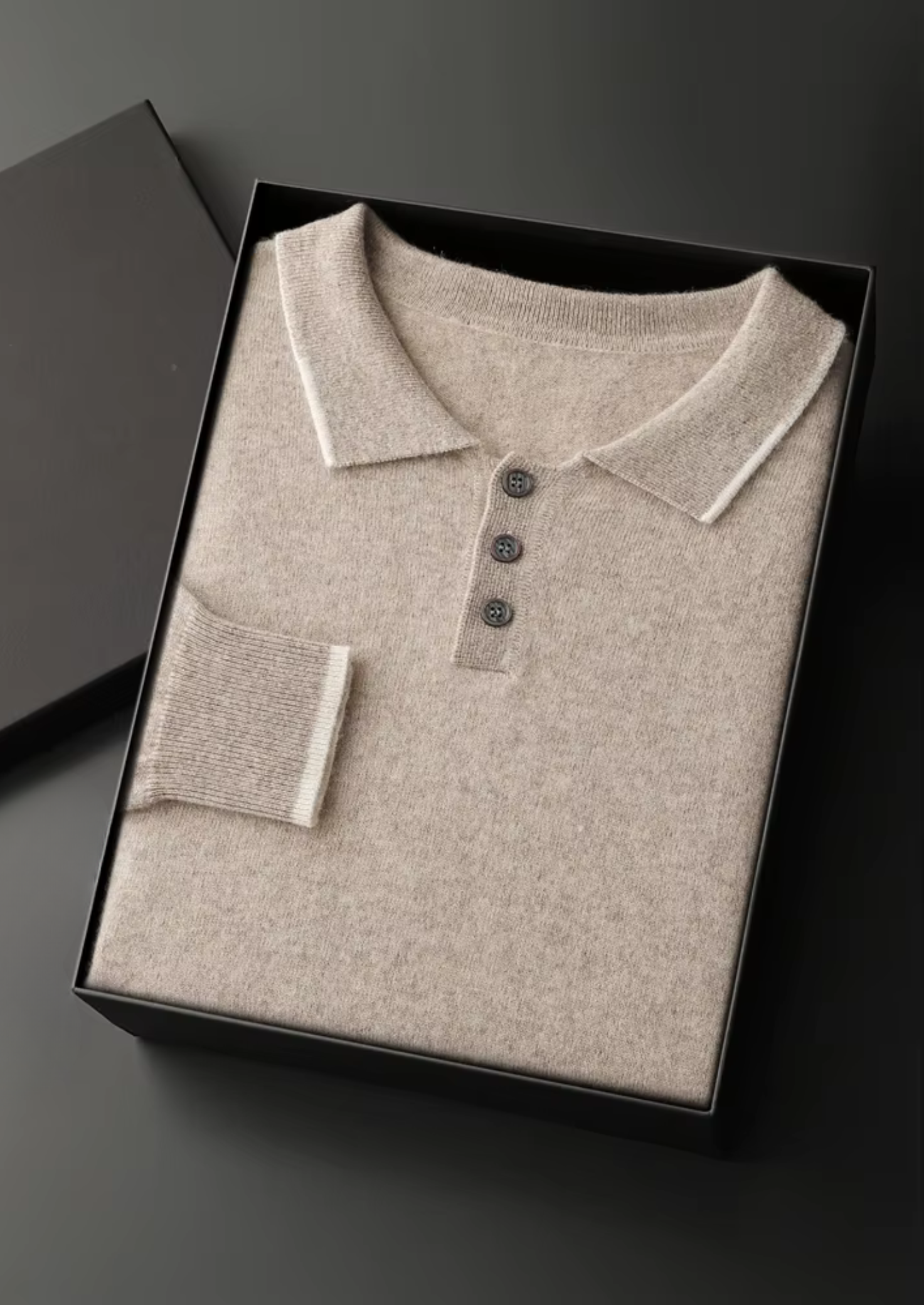 Cashmere Two Tone Button Polo