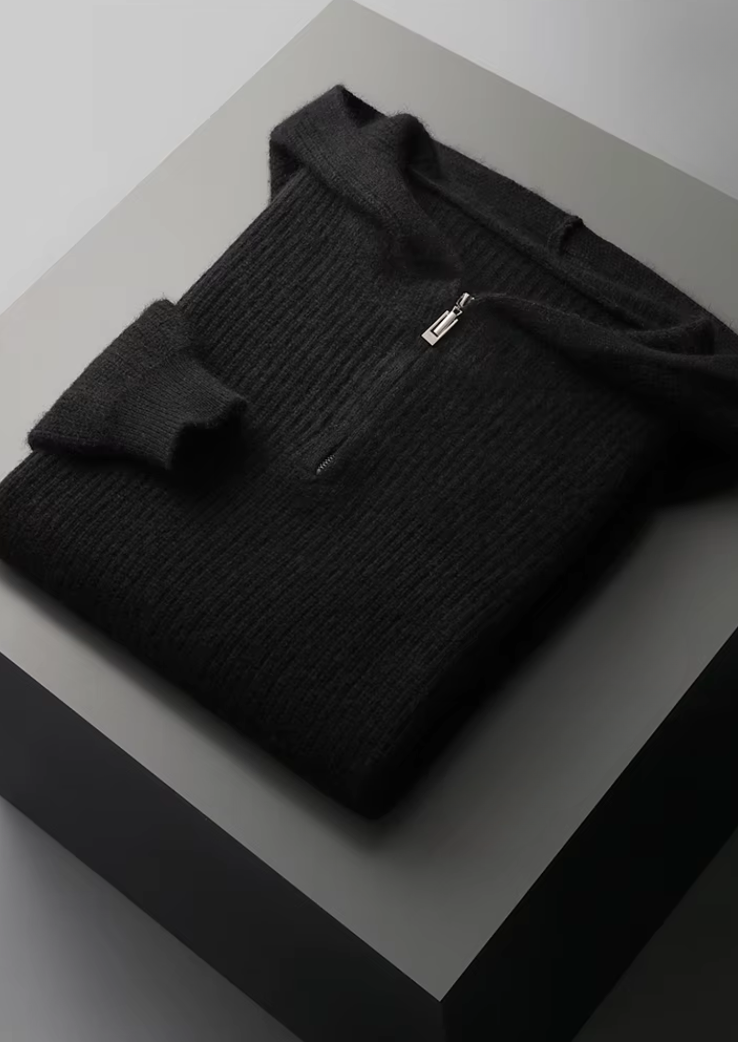 Pure Merino Wool Half Zipper Hoodie