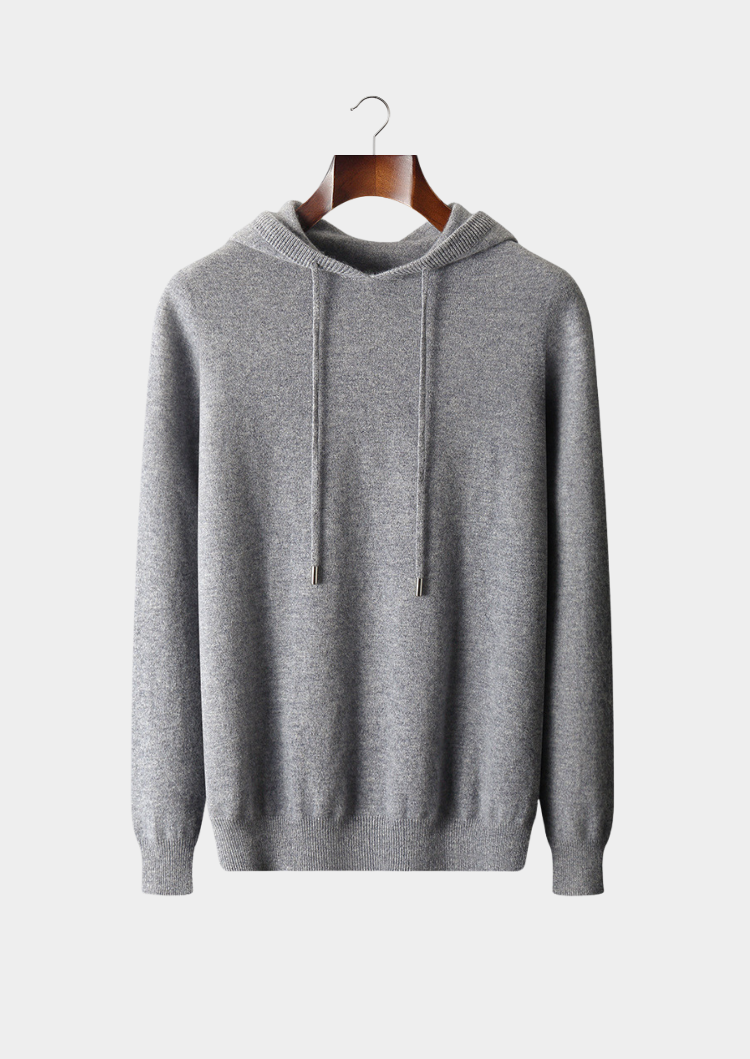 Pure Merino Wool Light Gray Leisure Hoodie