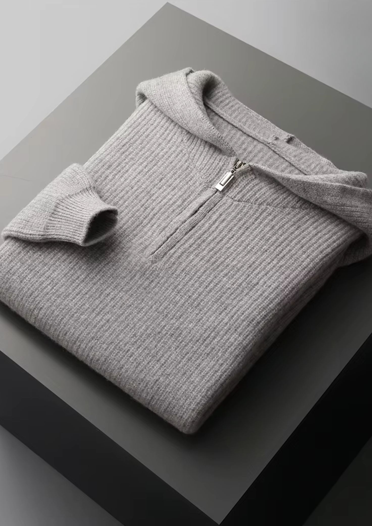 Pure Merino Wool Half Zipper Hoodie