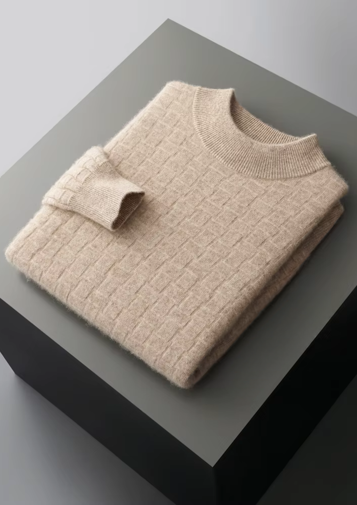 Pure Merino Wool Textured Mockneck