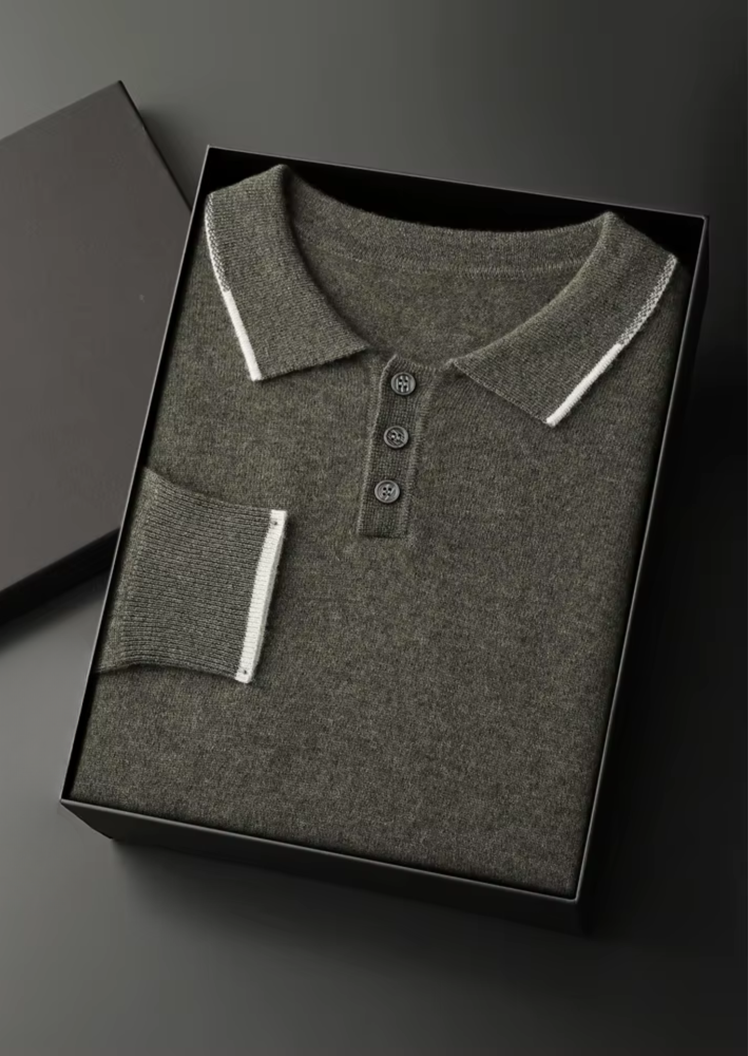 Cashmere Two Tone Button Polo