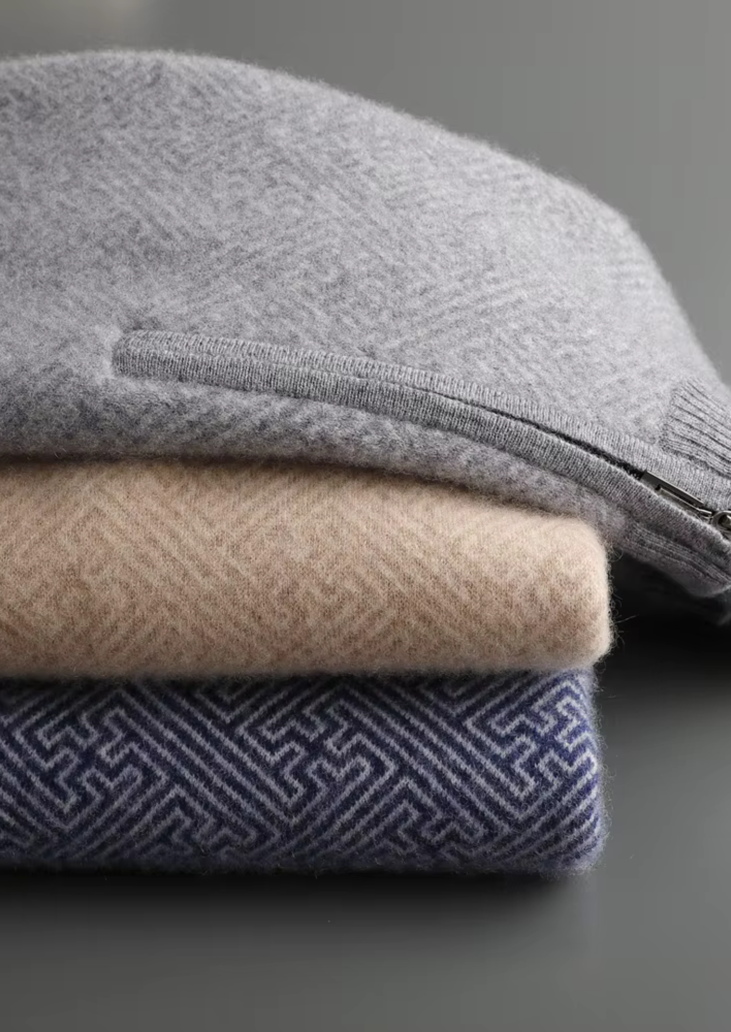 Cashmere Patterned Half-Zip Sweater