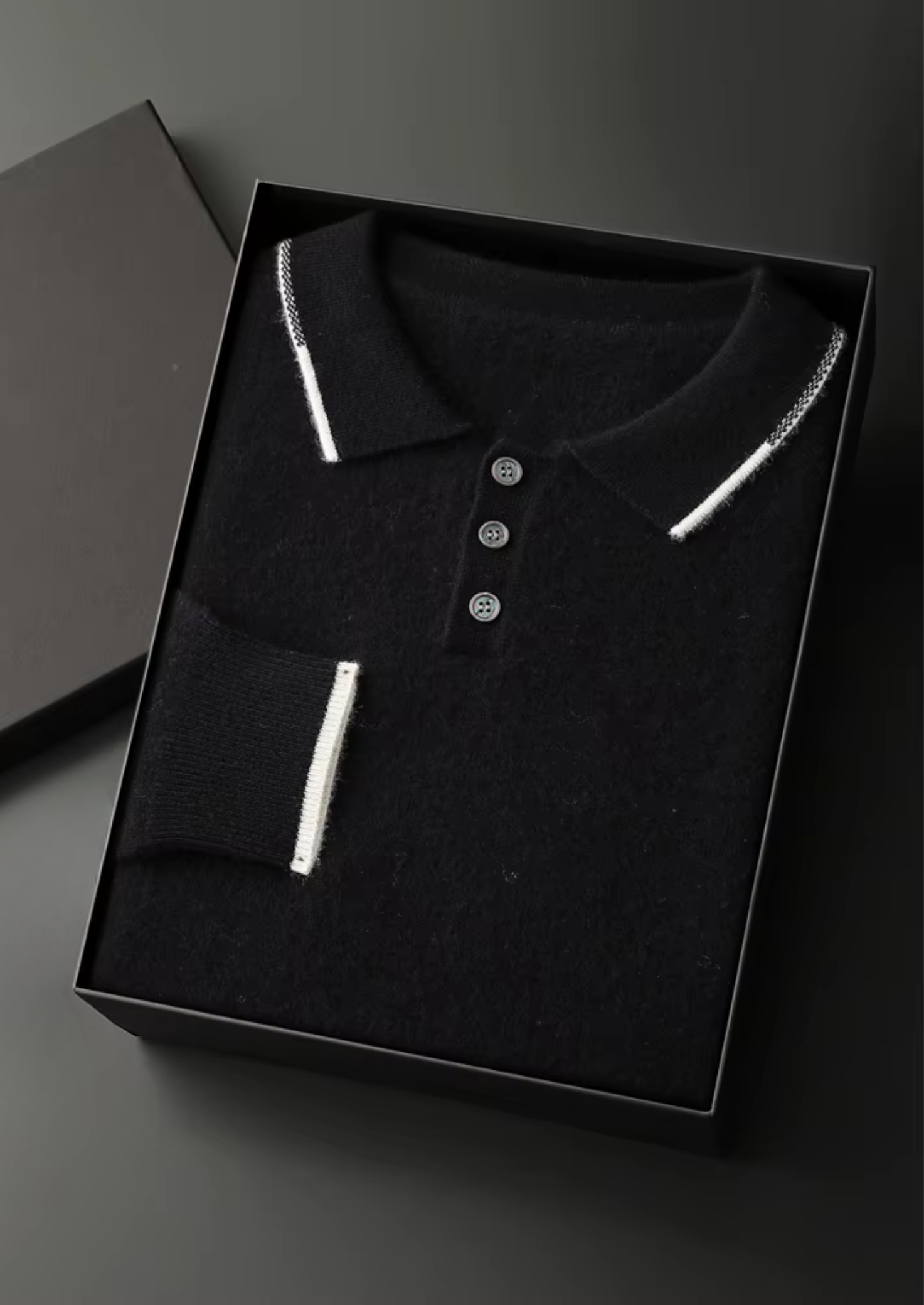 Cashmere Two Tone Button Polo