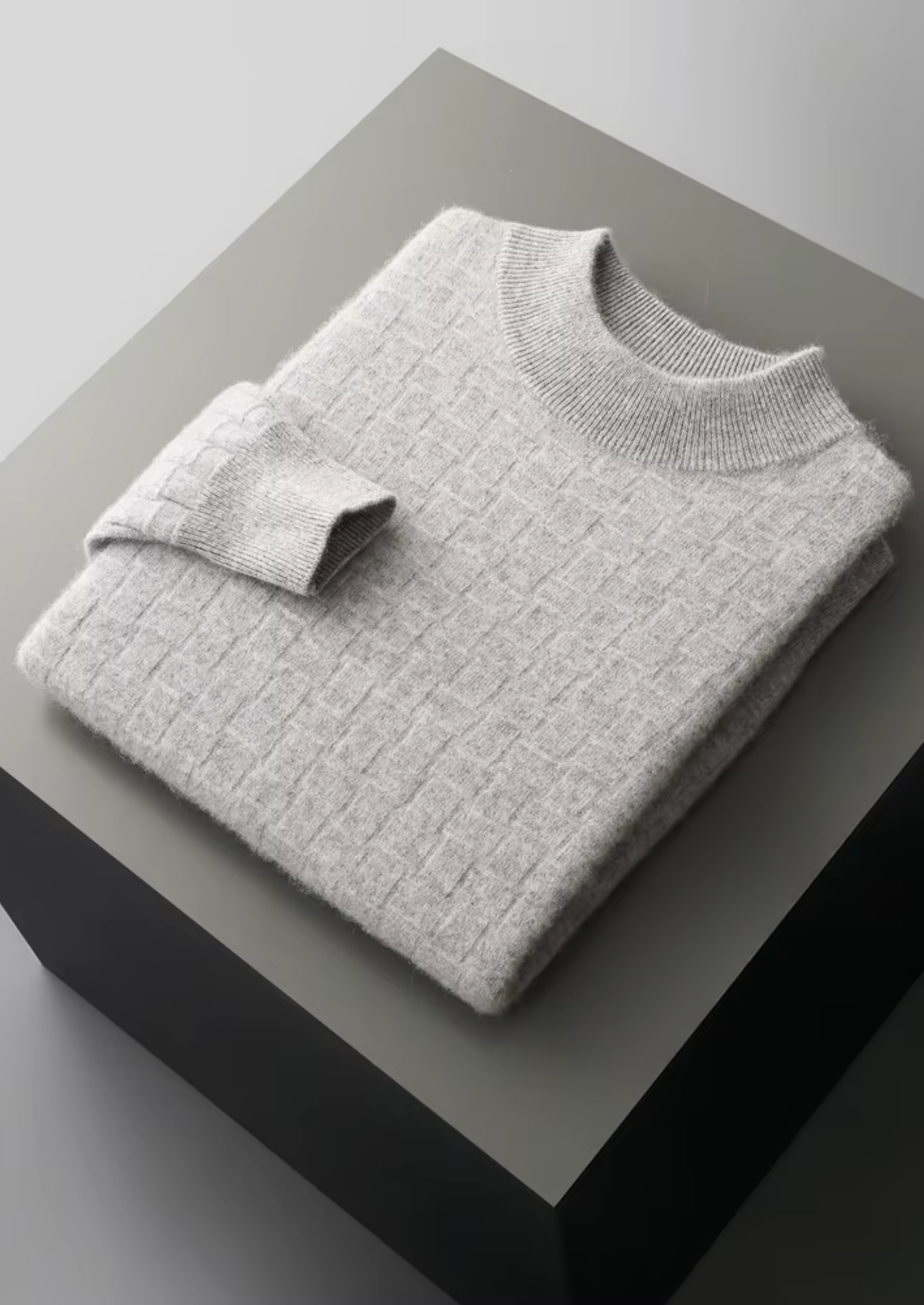 Pure Merino Wool Textured Mockneck