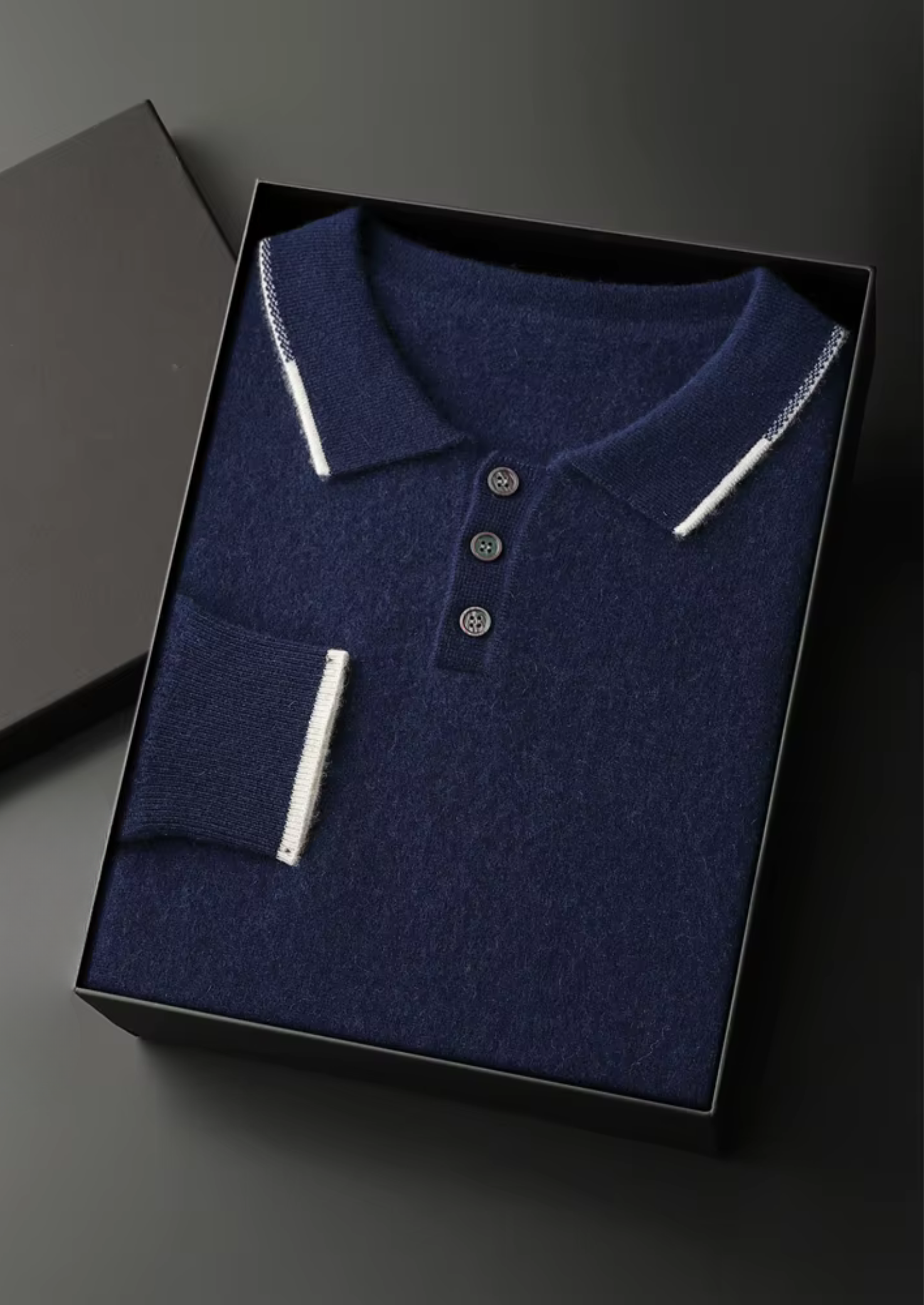 Cashmere Two Tone Button Polo
