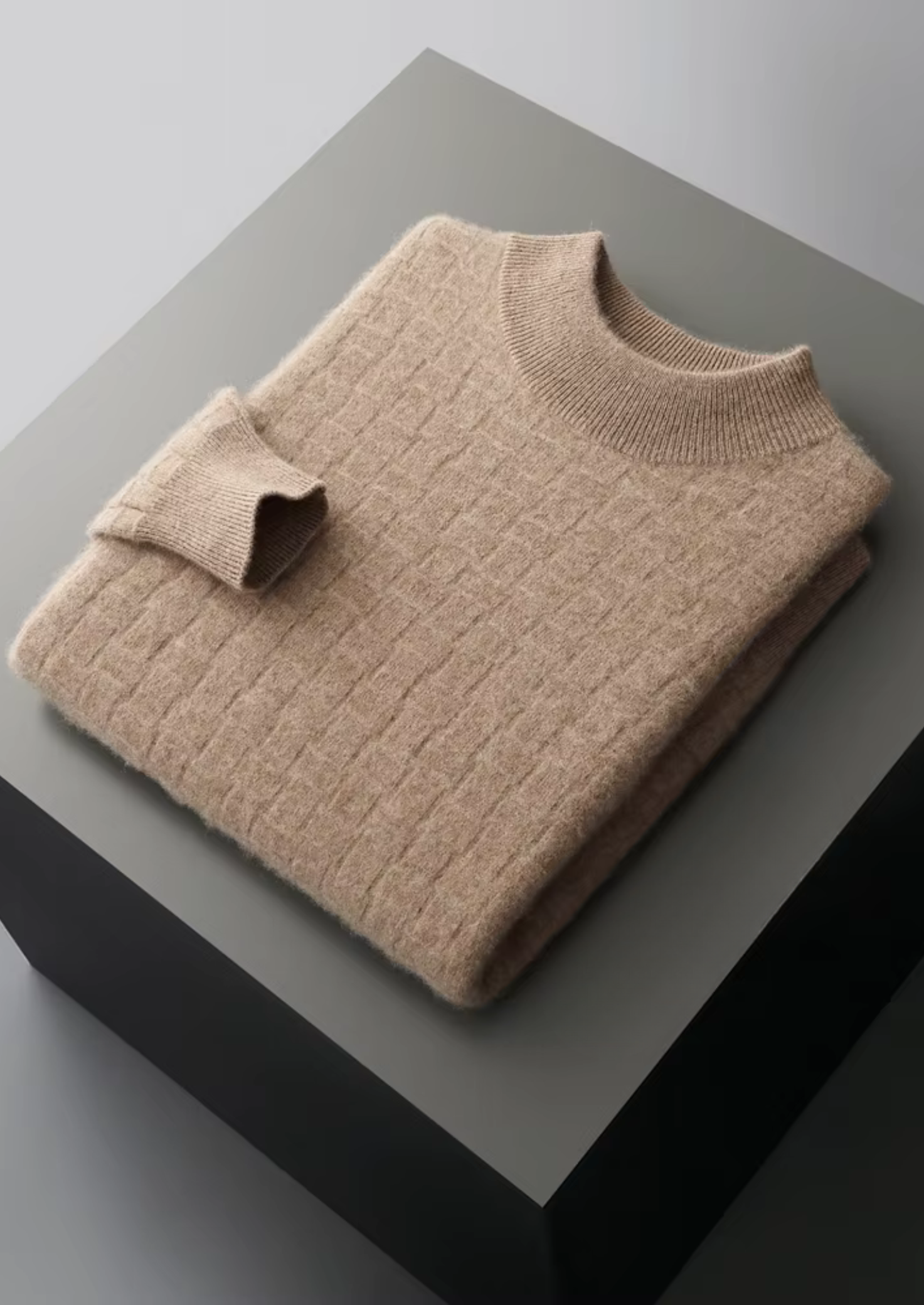 Pure Merino Wool Textured Mockneck