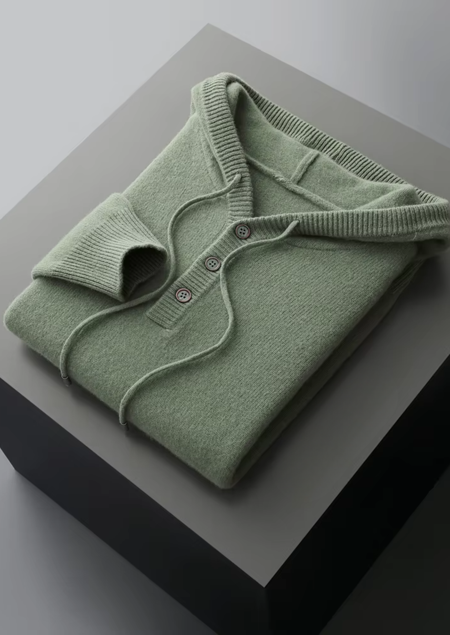 Pure Merino Wool Button Hoodie