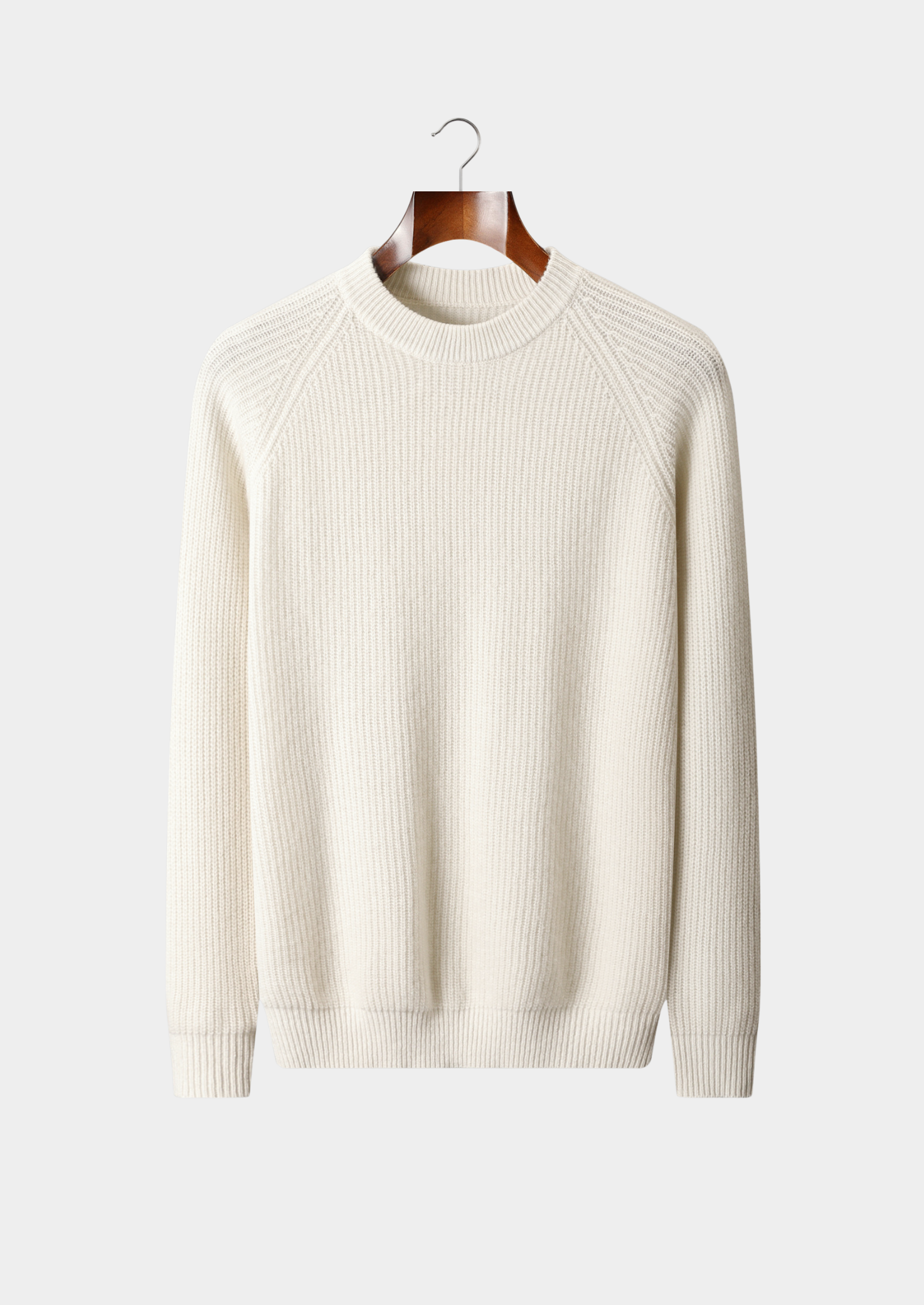 Pure Merino Wool Ribbed Raglan Crewneck