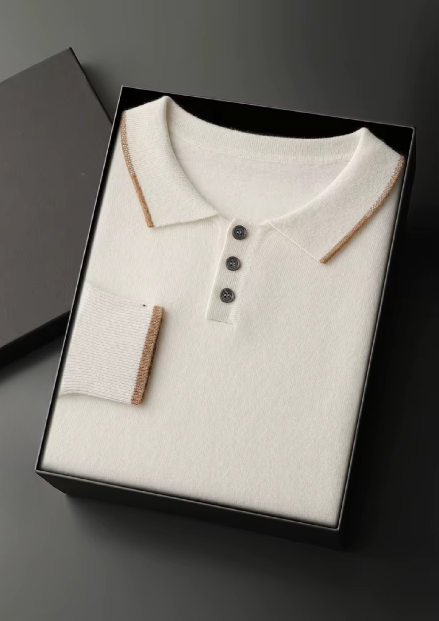Cashmere Two Tone Button Polo