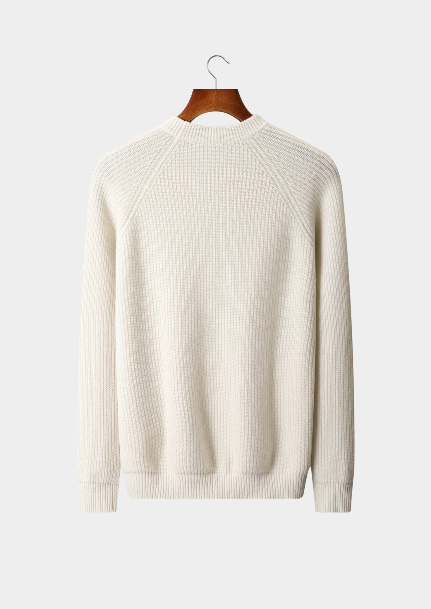 Pure Merino Wool Ribbed Raglan Crewneck