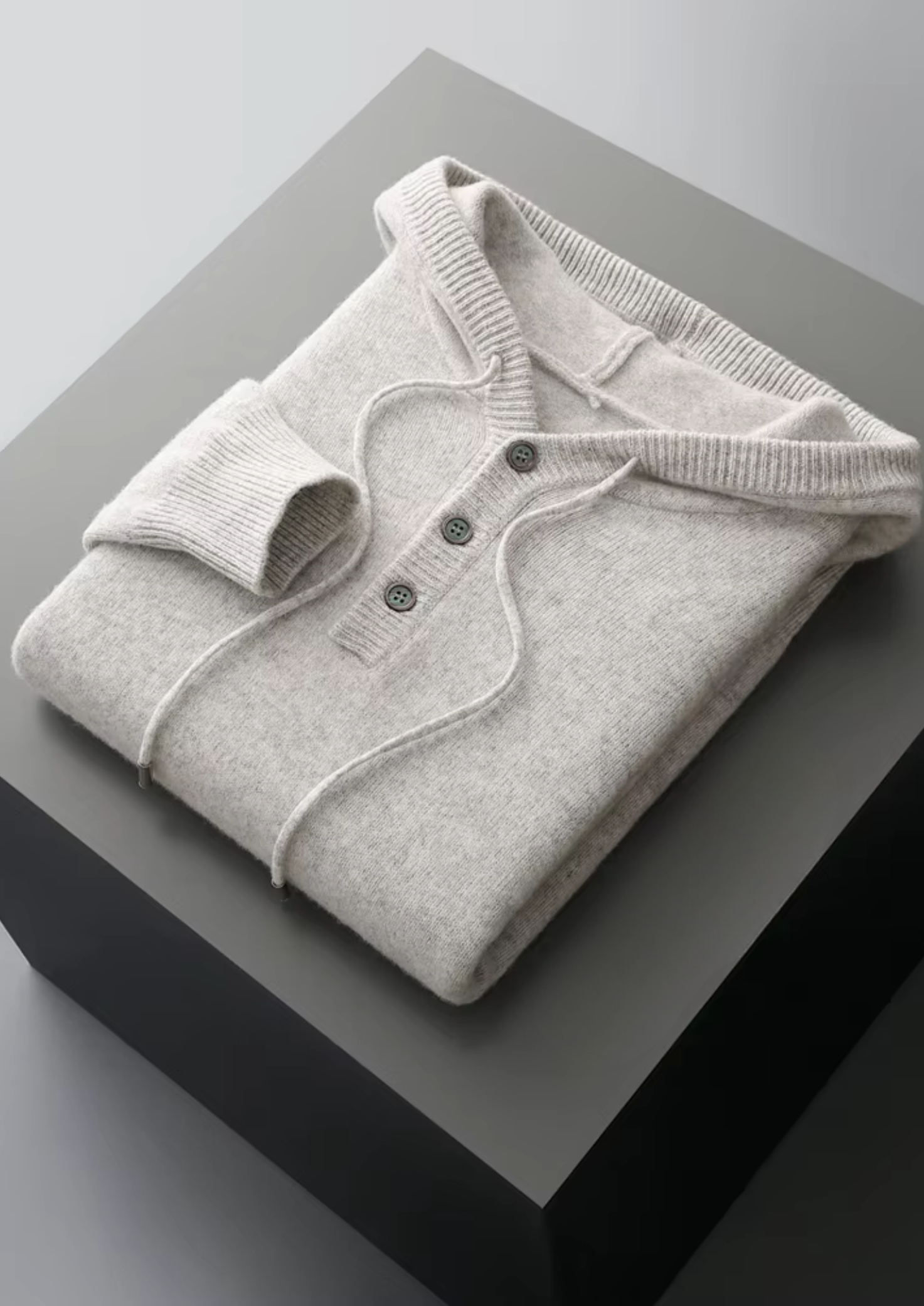 Pure Merino Wool Button Hoodie