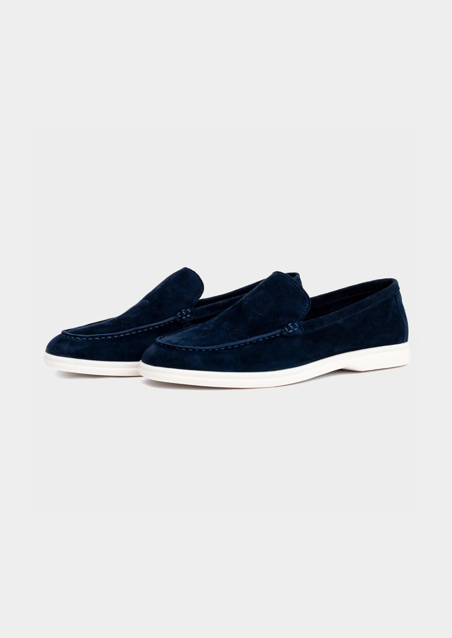 Navy Blue Classic Suede Loafers