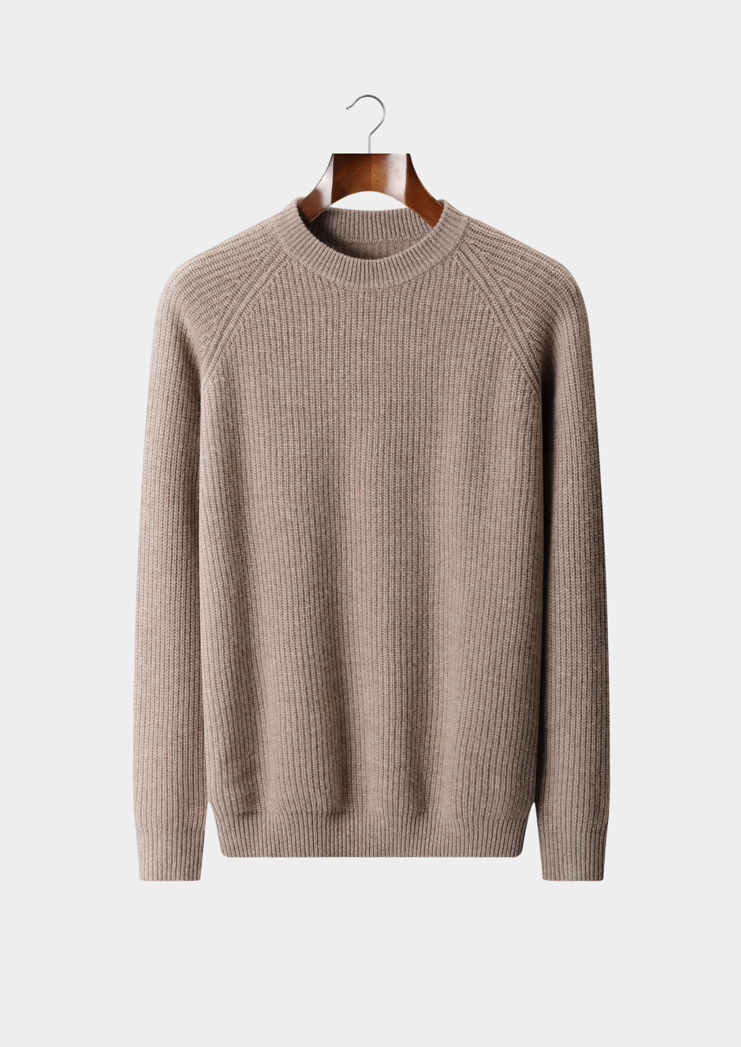 Pure Merino Wool Ribbed Raglan Crewneck