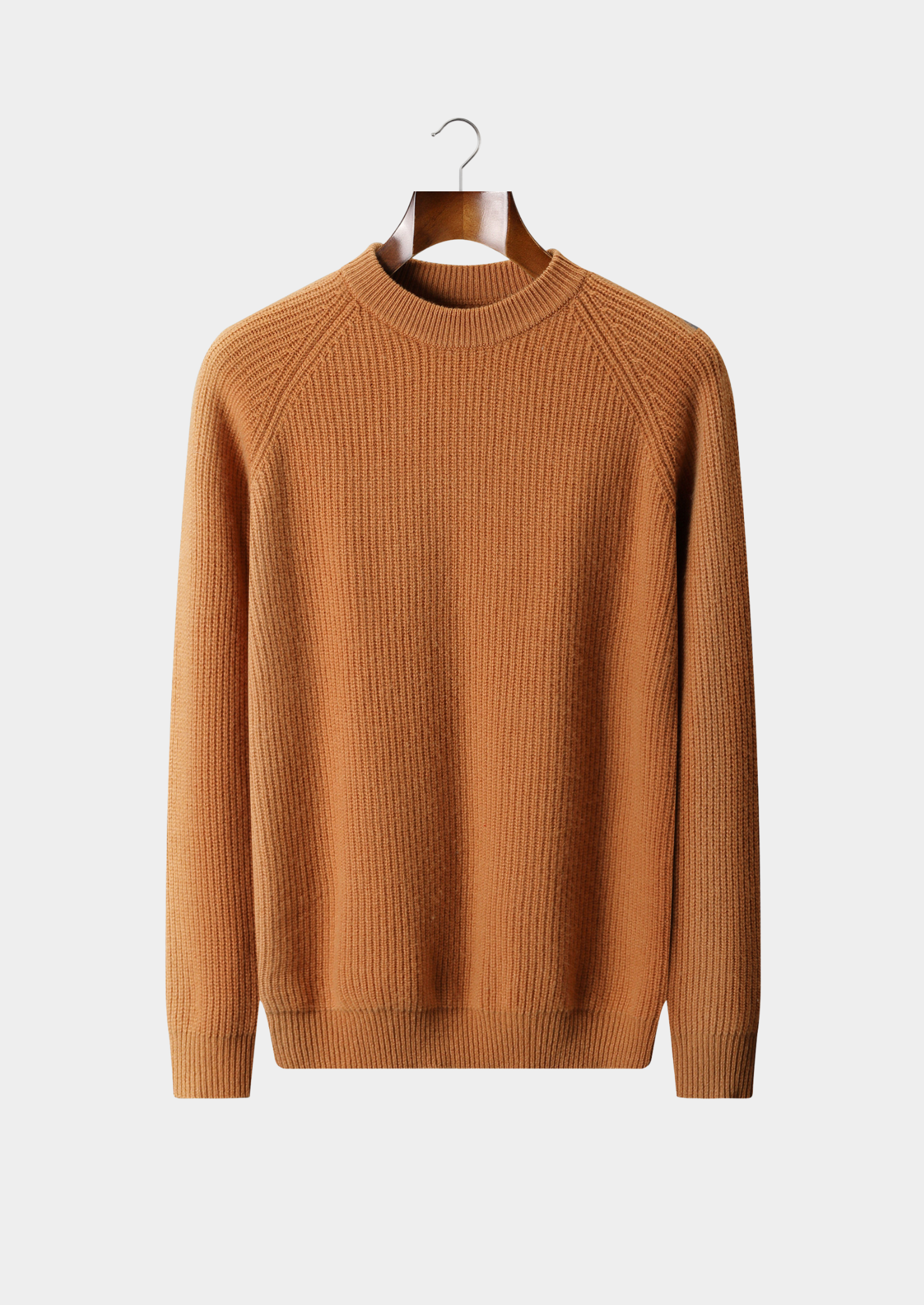 Pure Merino Wool Ribbed Raglan Crewneck