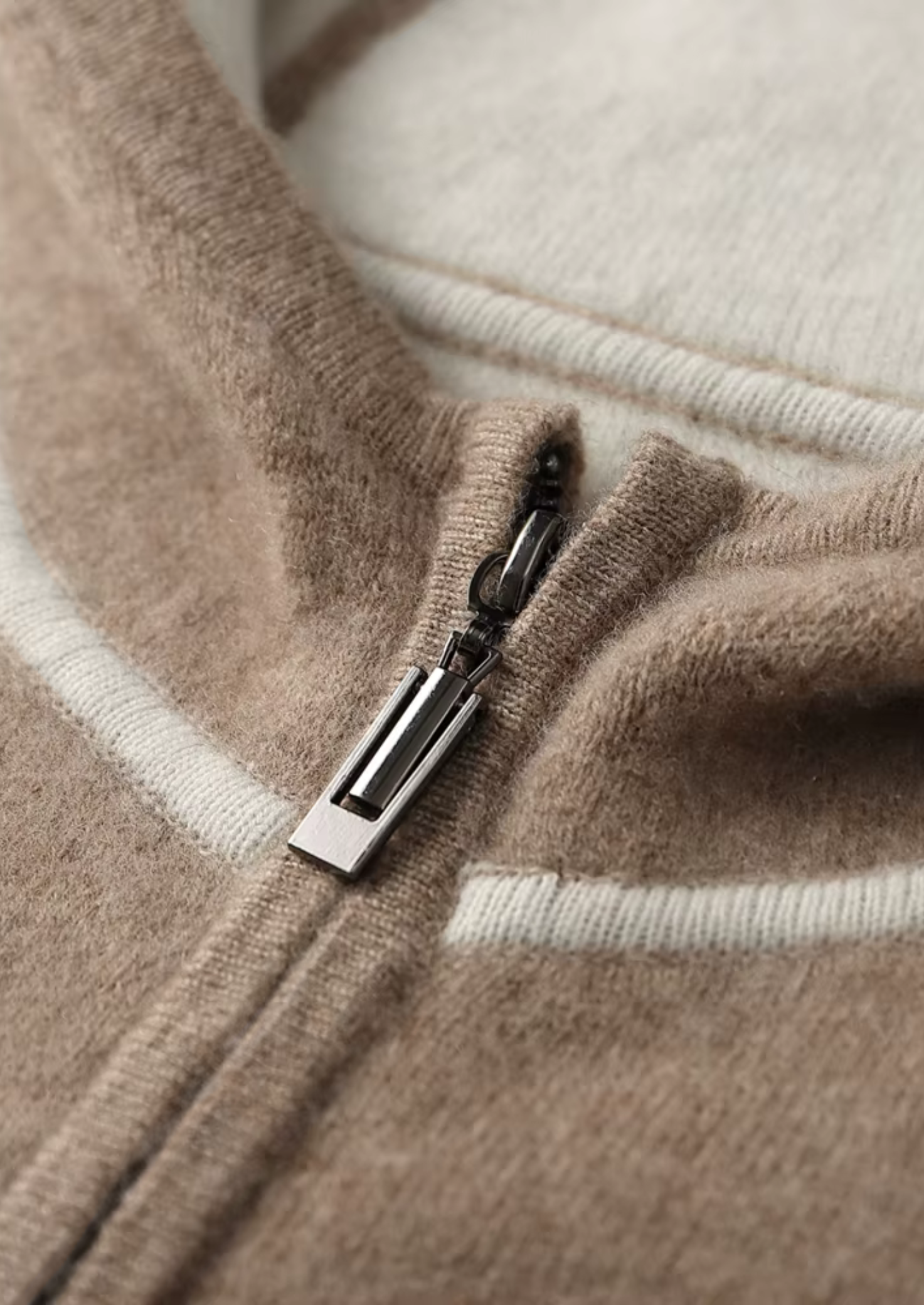 Cashmere Two Tone Zipper Hoodie