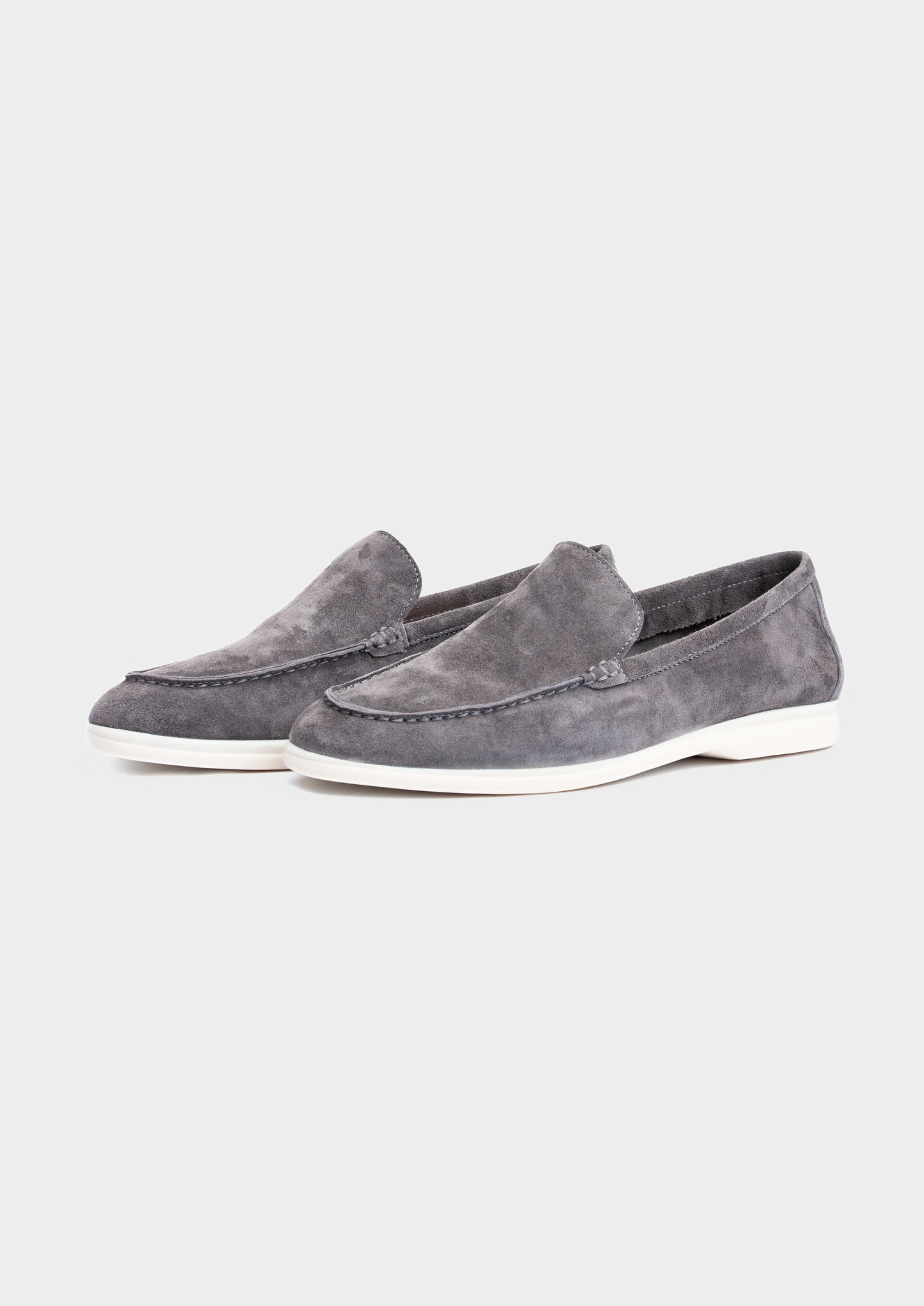 Fog Gray Classic Suede Loafers