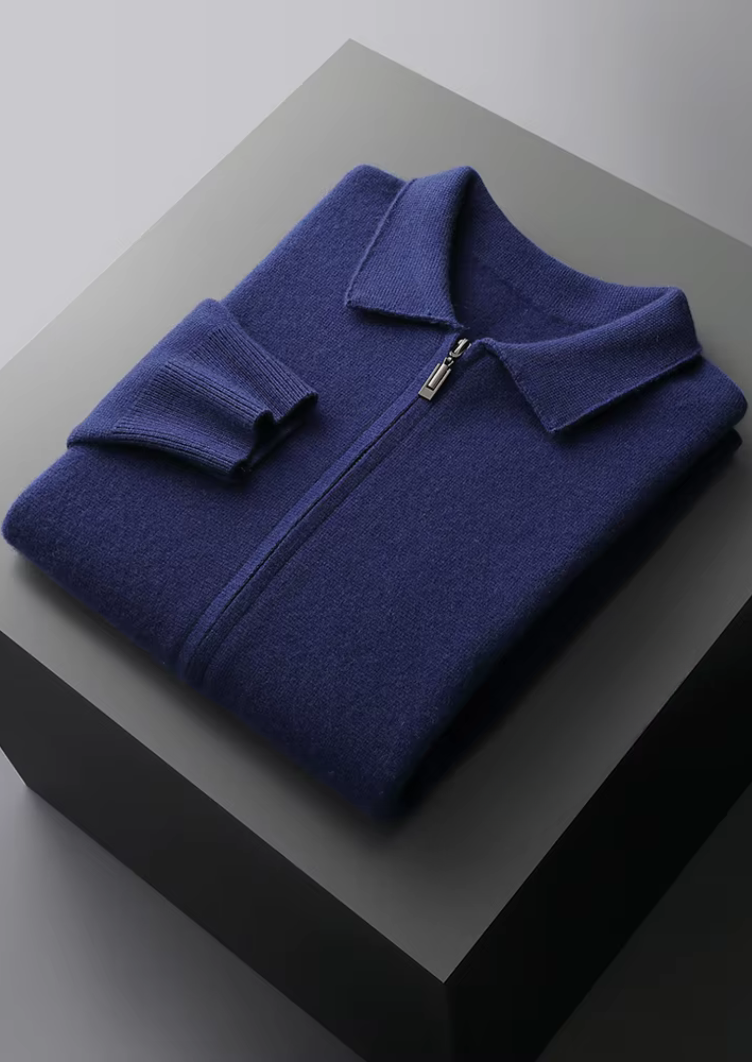 Pure Merino Wool Zip Polo Cardigan