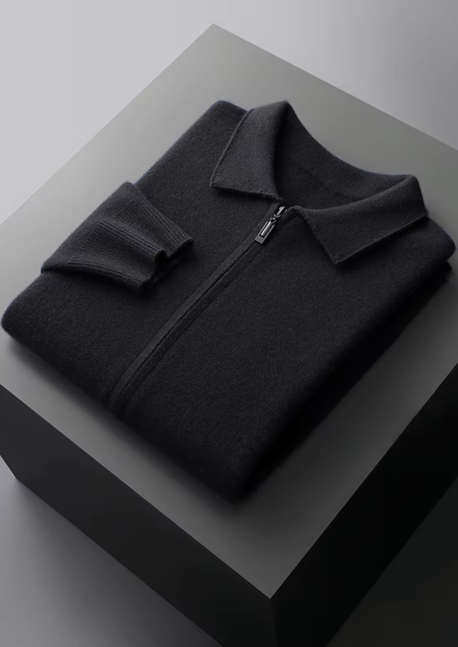 Pure Merino Wool Zip Polo Cardigan