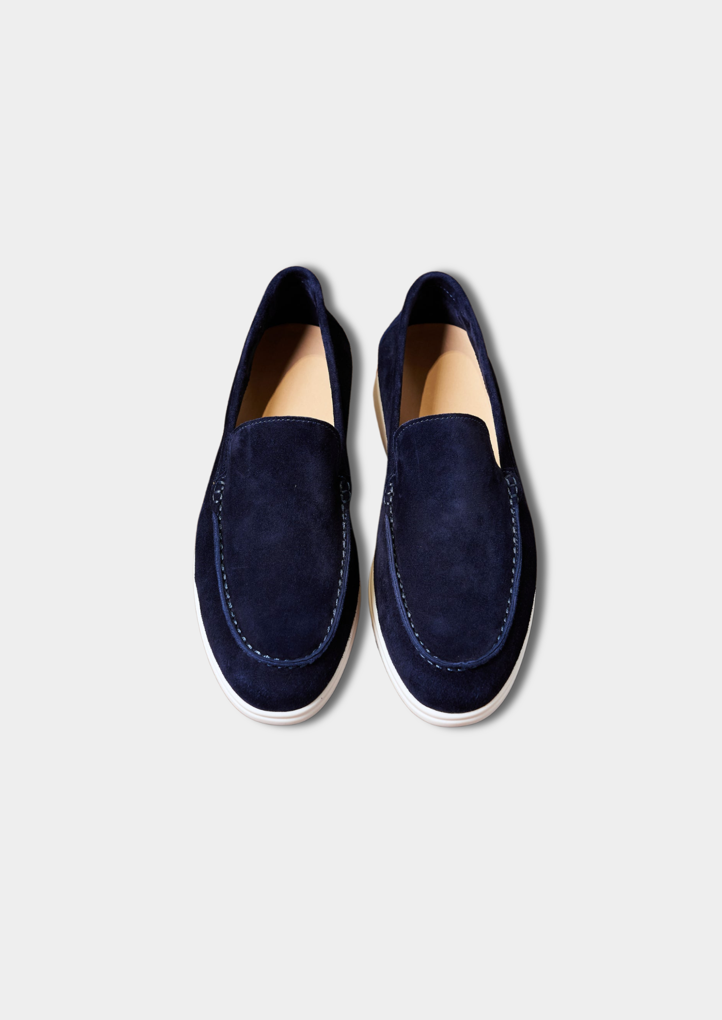 Navy Blue Classic Suede Loafers