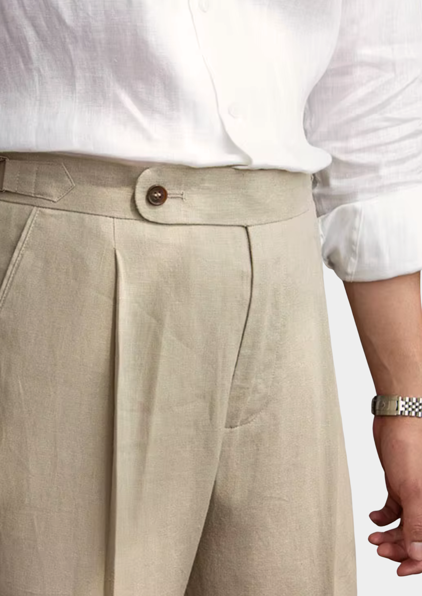 Tuscany Pleated Coastal Trousers - Sand