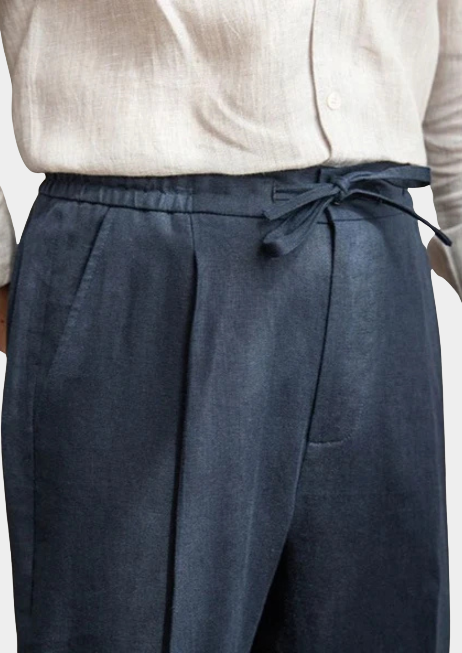 Drawstring Coastal Trousers - Navy Blue