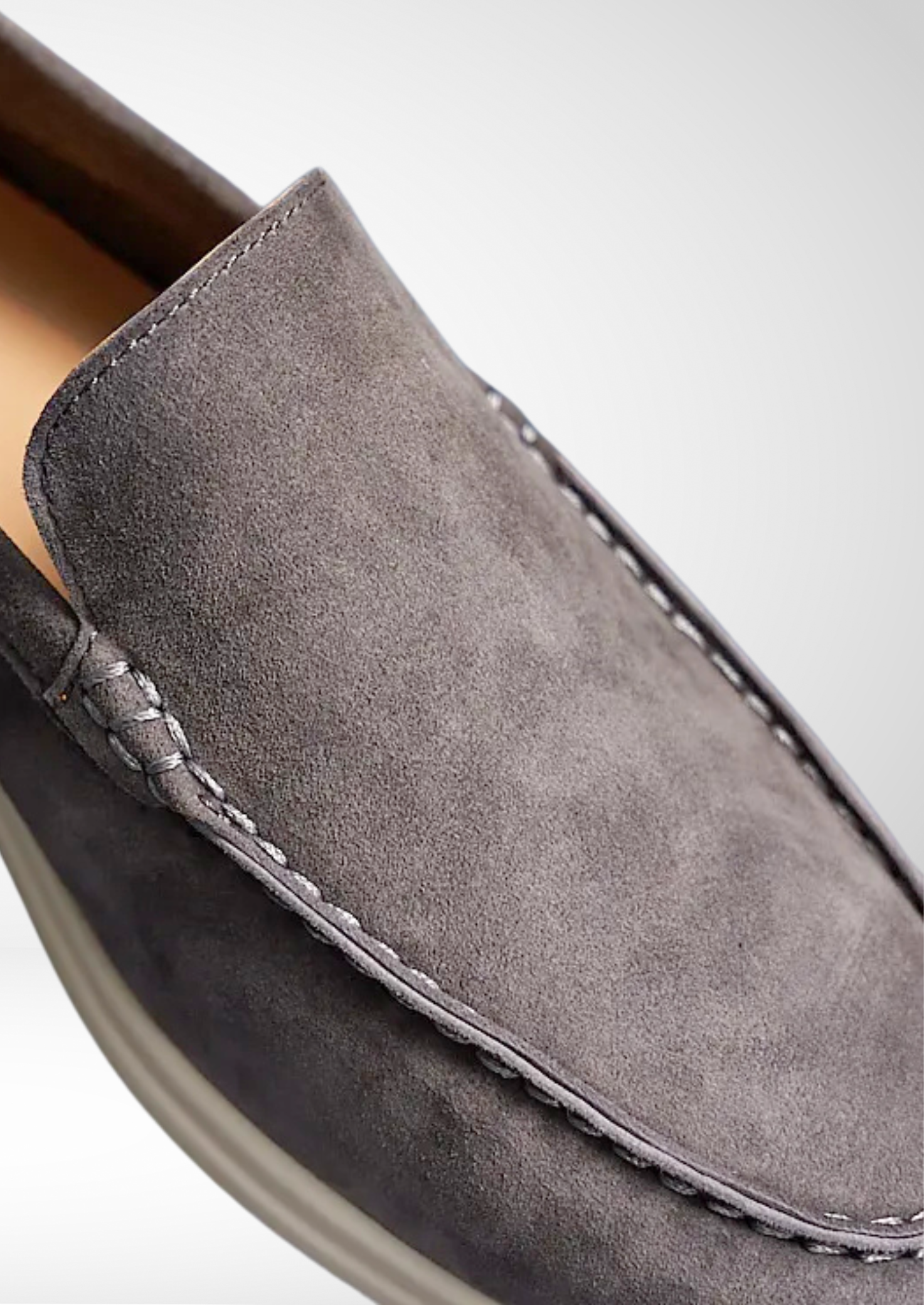 Fog Gray Classic Suede Loafers