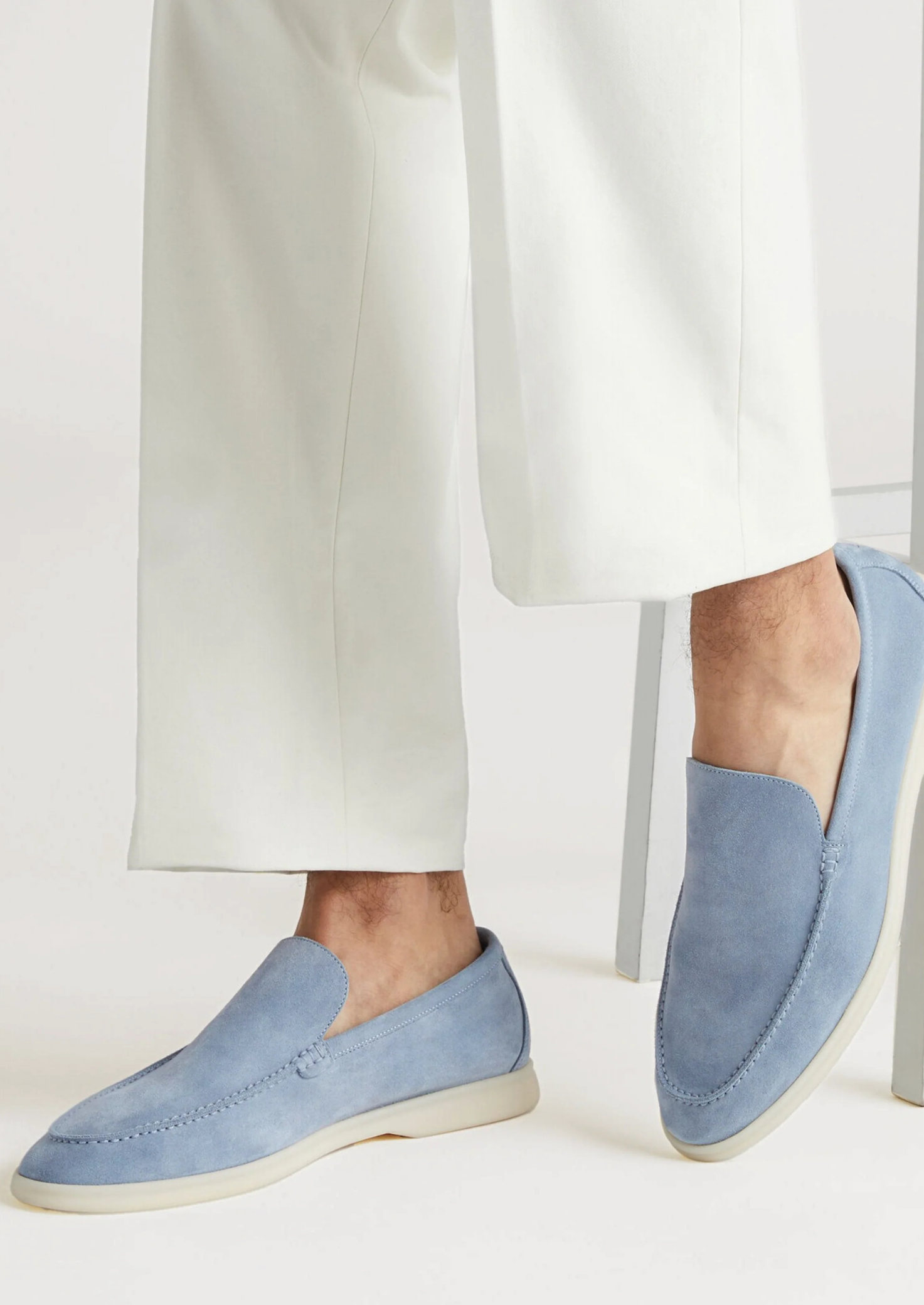 Sky Blue Classic Suede Loafers